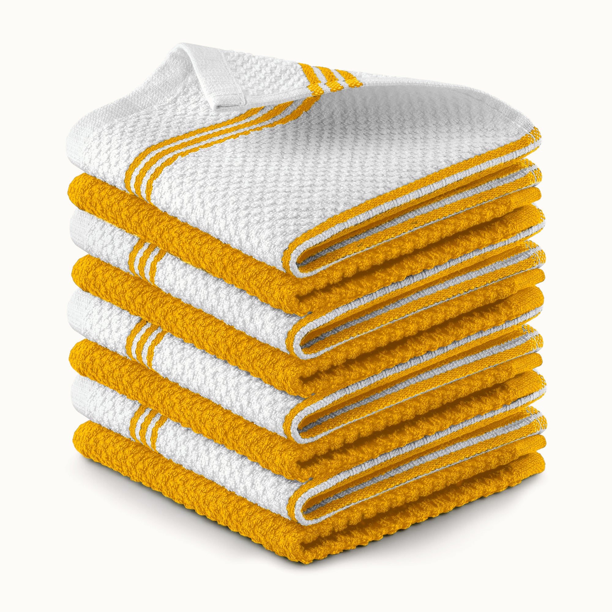 Kitchen Towels-3 Pack 12 x 12 inch - Stripe Yellow by Zulay Kitchen