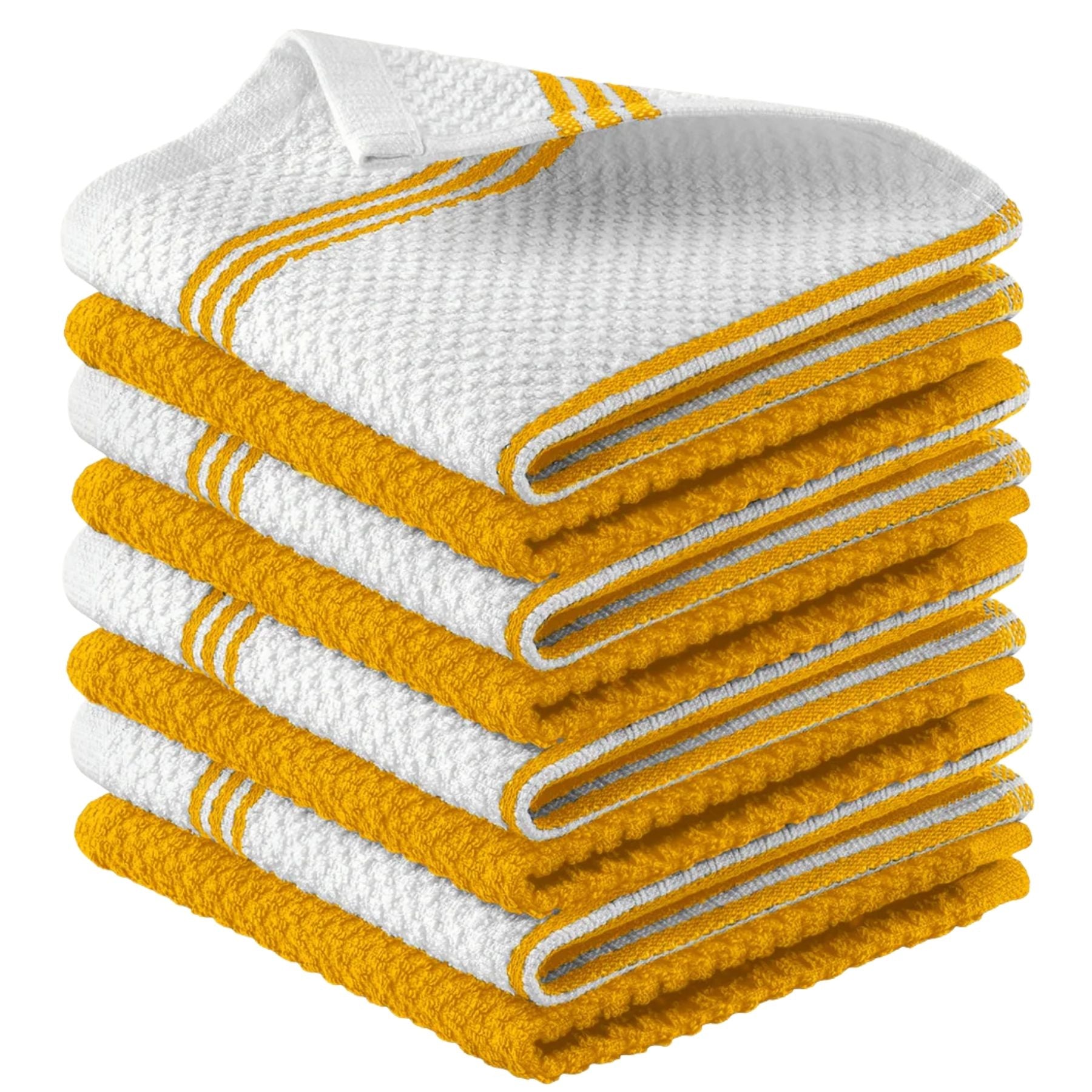 Kitchen Towels-3 Pack 12 x 12 inch - Stripe Yellow by Zulay Kitchen