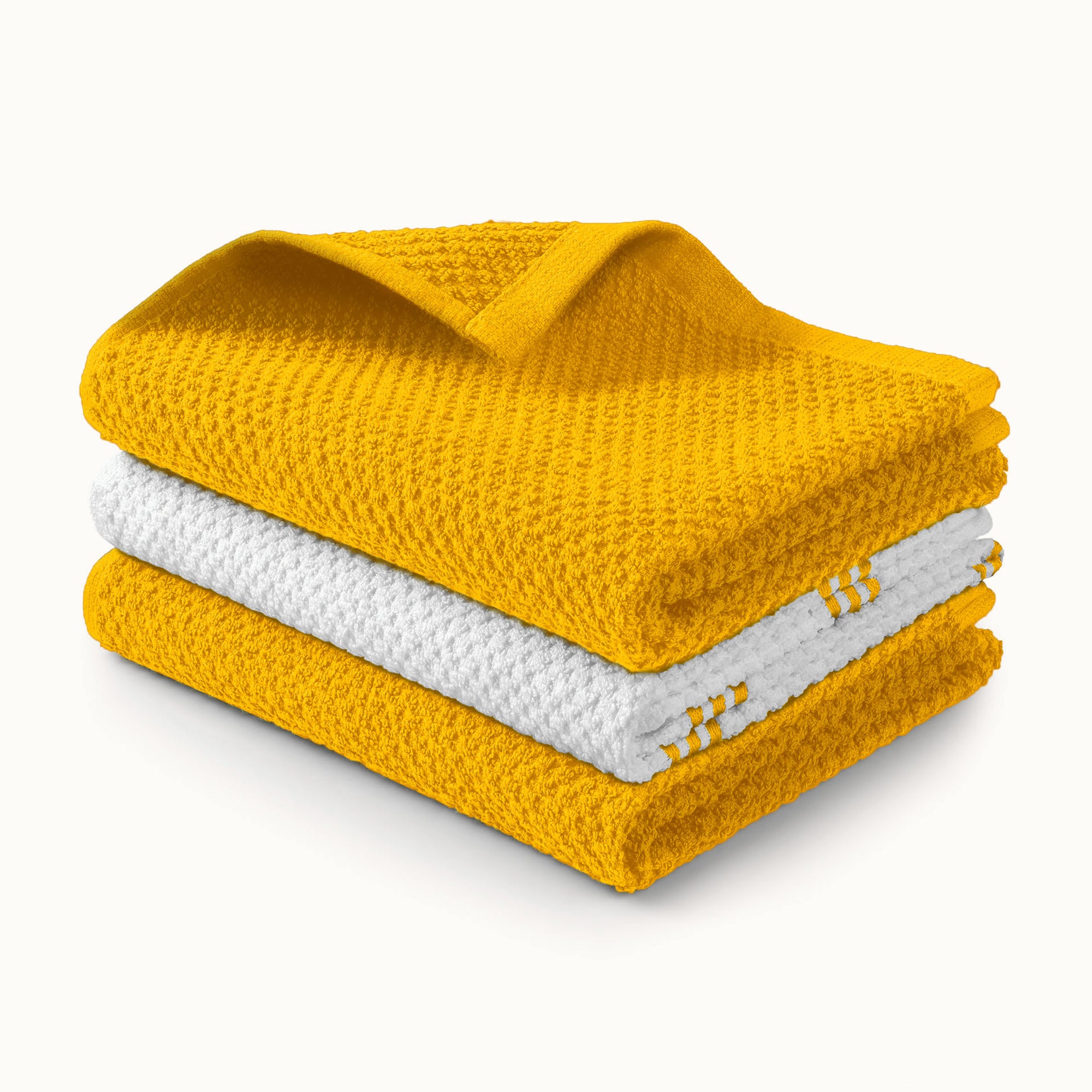 Kitchen Towels-3 Pack 15 x 25 Square Yellow by Zulay Kitchen