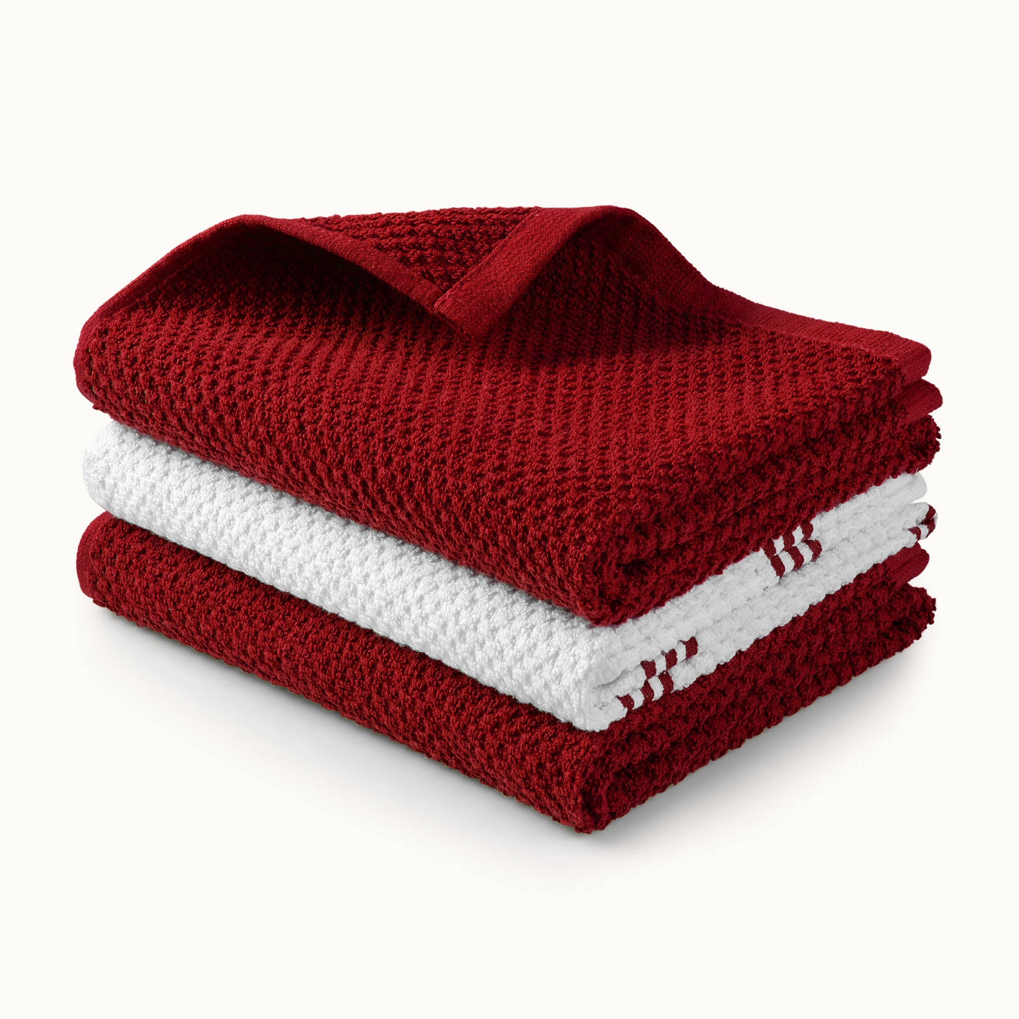 Kitchen Towels-3 Pack 15 x 25 Square Red by Zulay Kitchen
