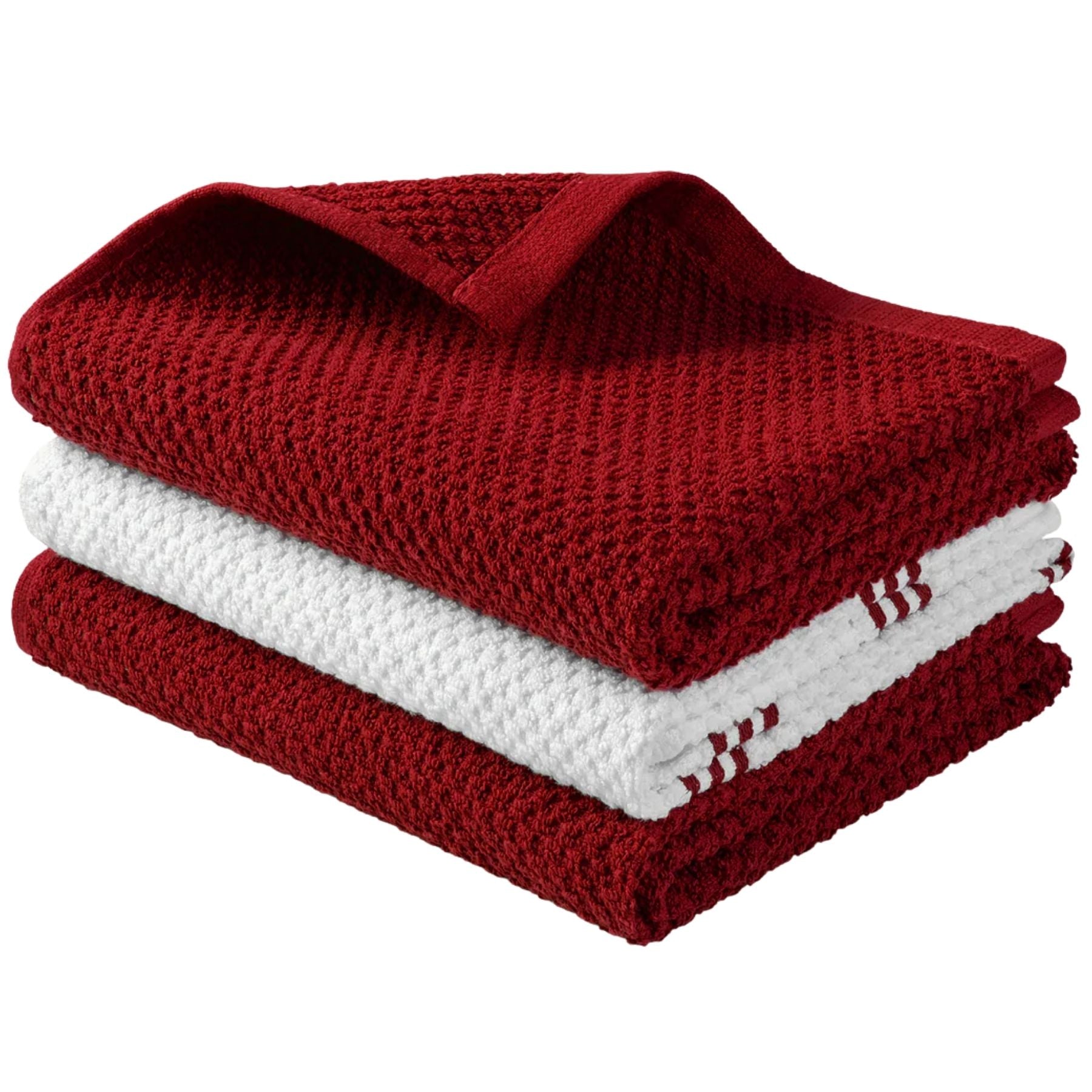 Kitchen Towels-3 Pack 15 x 25 Square Red by Zulay Kitchen