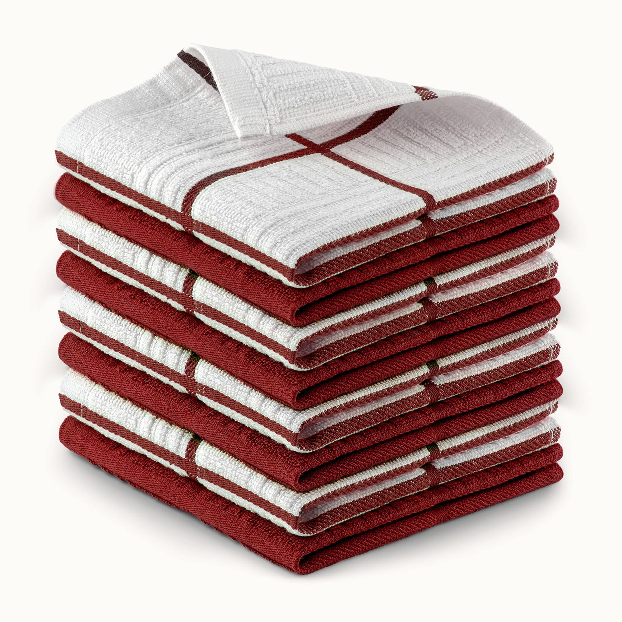 Kitchen Towels-3 Pack 12 x 12 Square Red by Zulay Kitchen