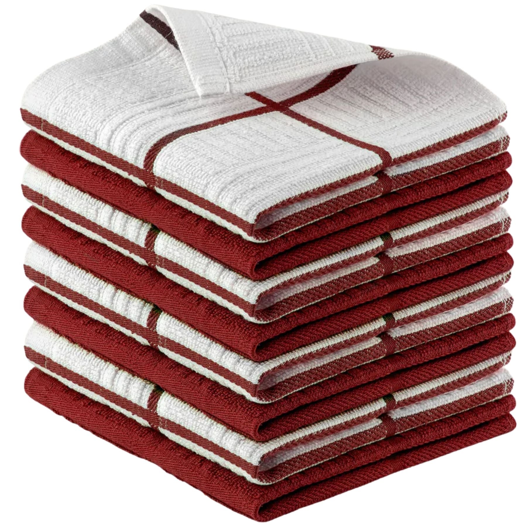 Kitchen Towels-8 Pack 12 x 12 Square Red by Zulay Kitchen
