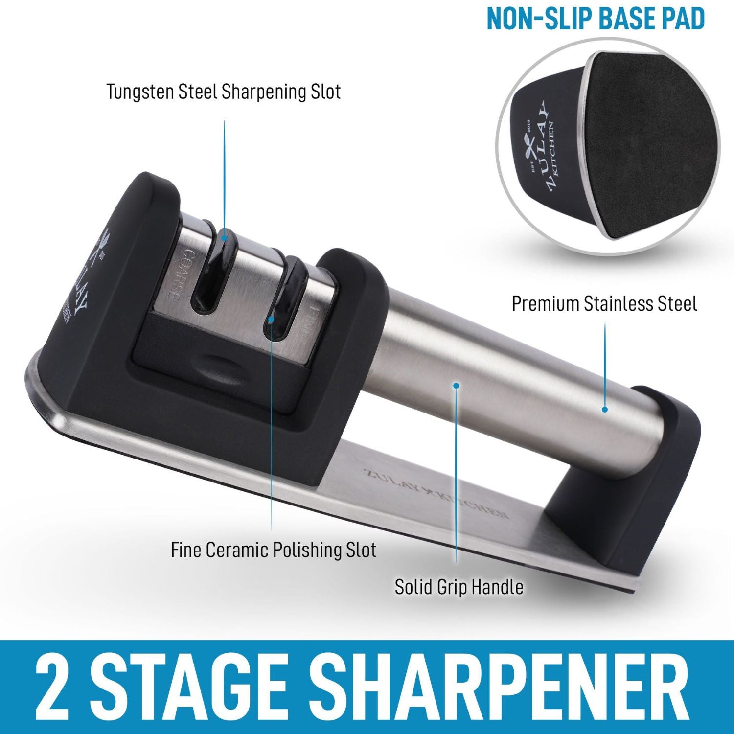 2 Stage Knife Sharpener by Zulay Kitchen