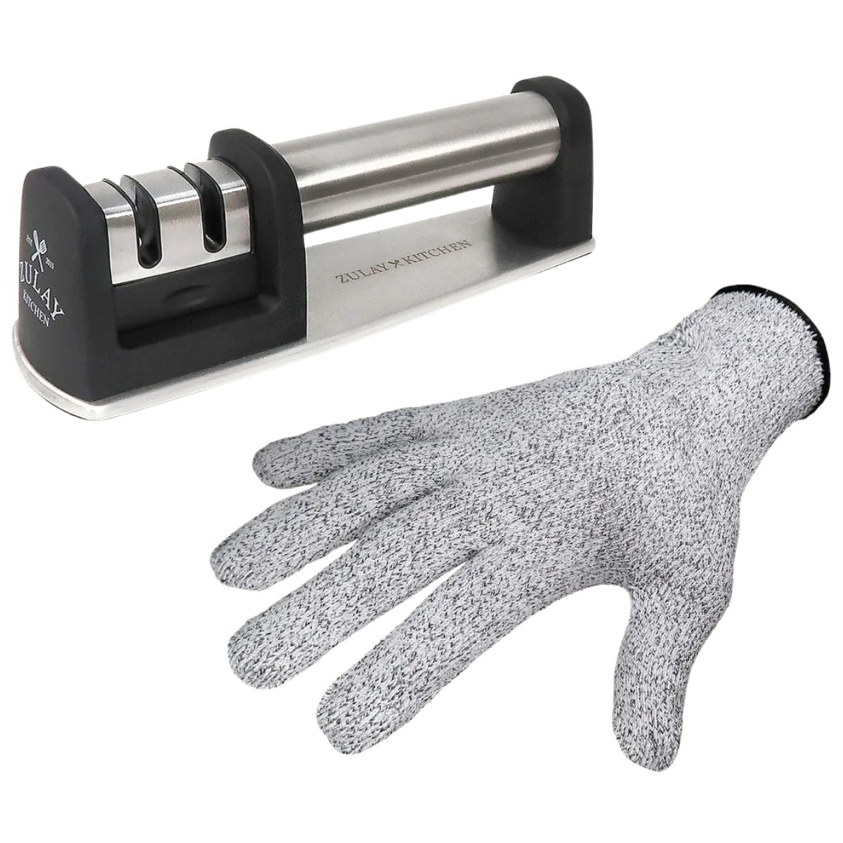 Knife Sharpener & Cut-Resistant Glove (2-Stage) by Zulay Kitchen