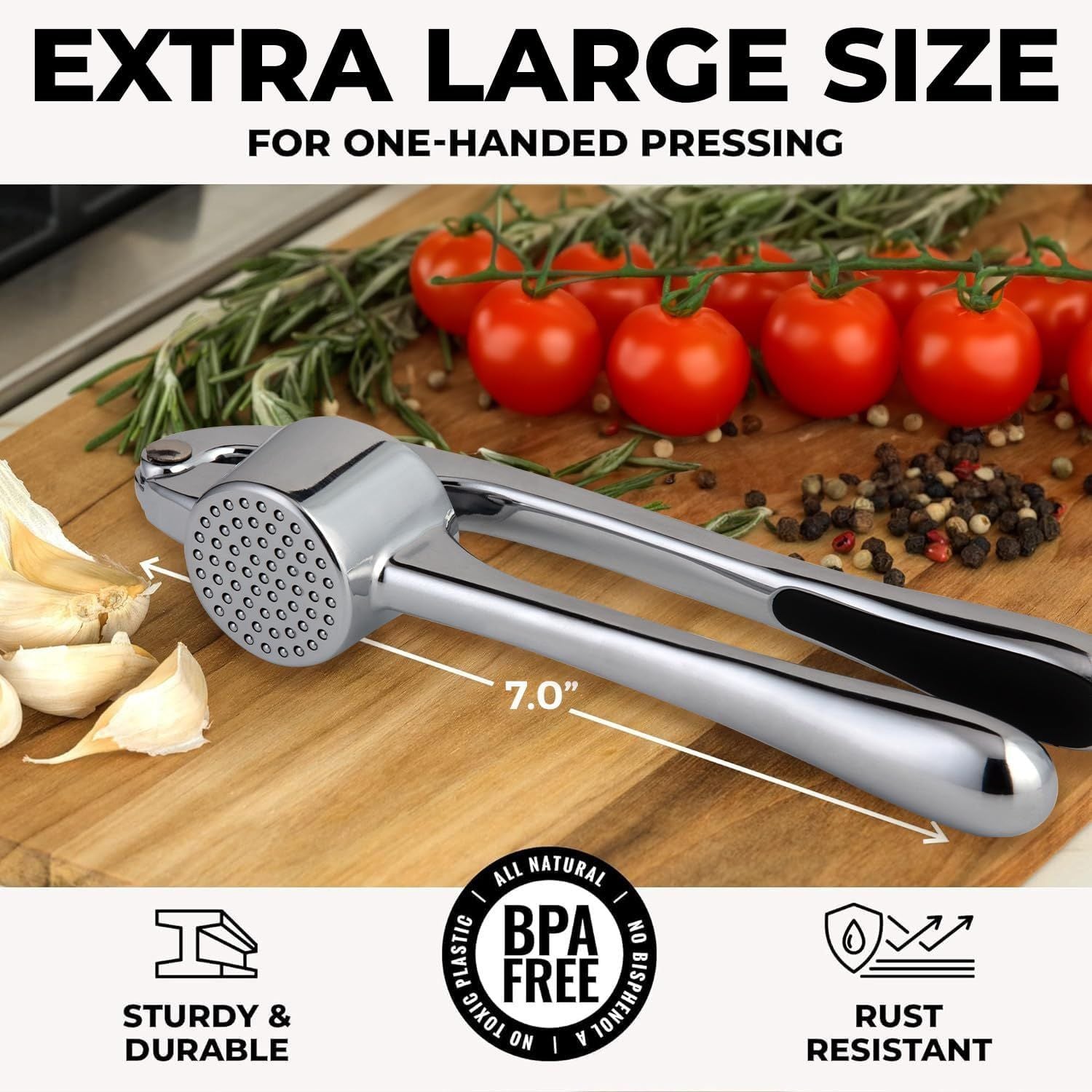 Extra Large Size Garlic Press by Zulay Kitchen