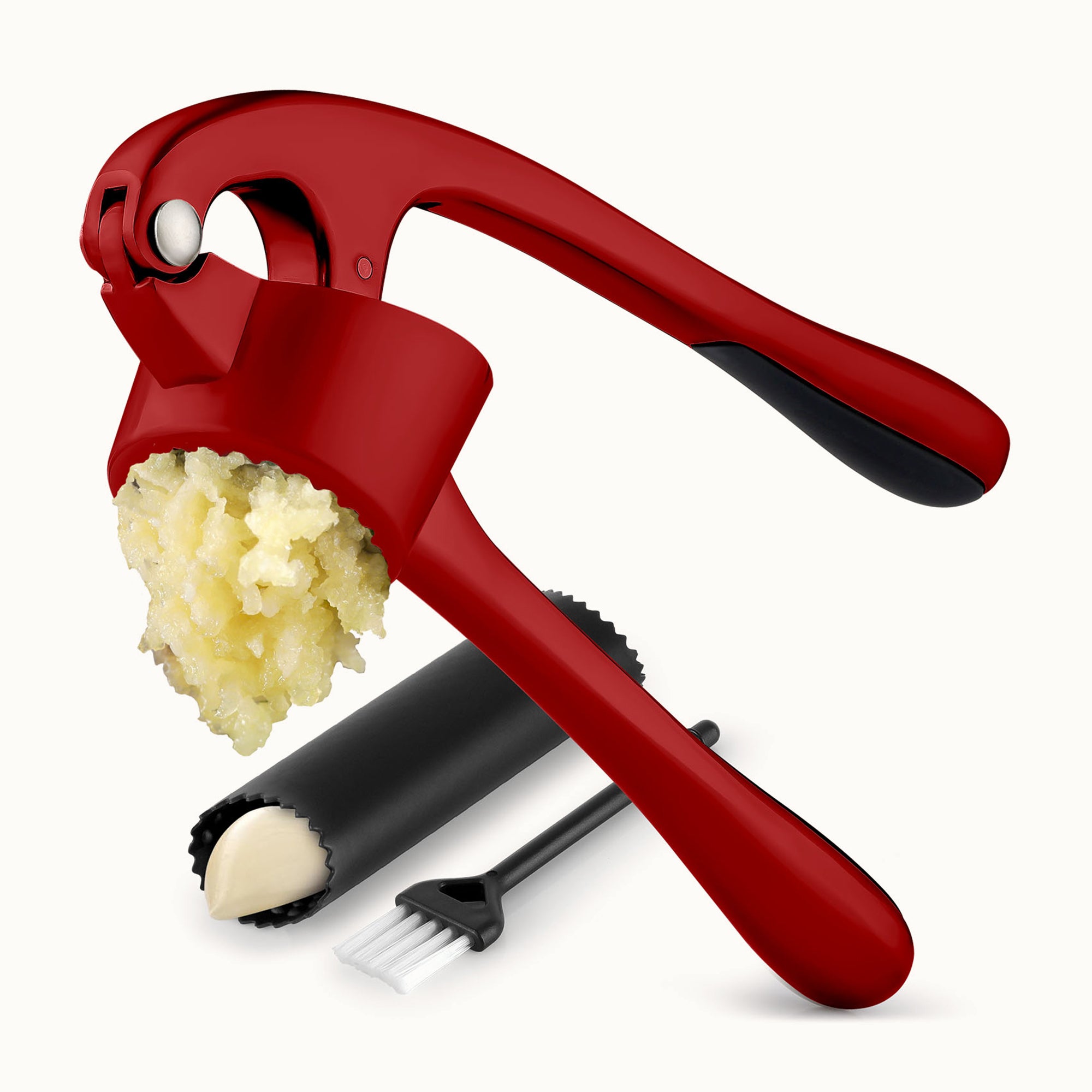 Large Garlic Press & Roller Set- Red by Zulay Kitchen