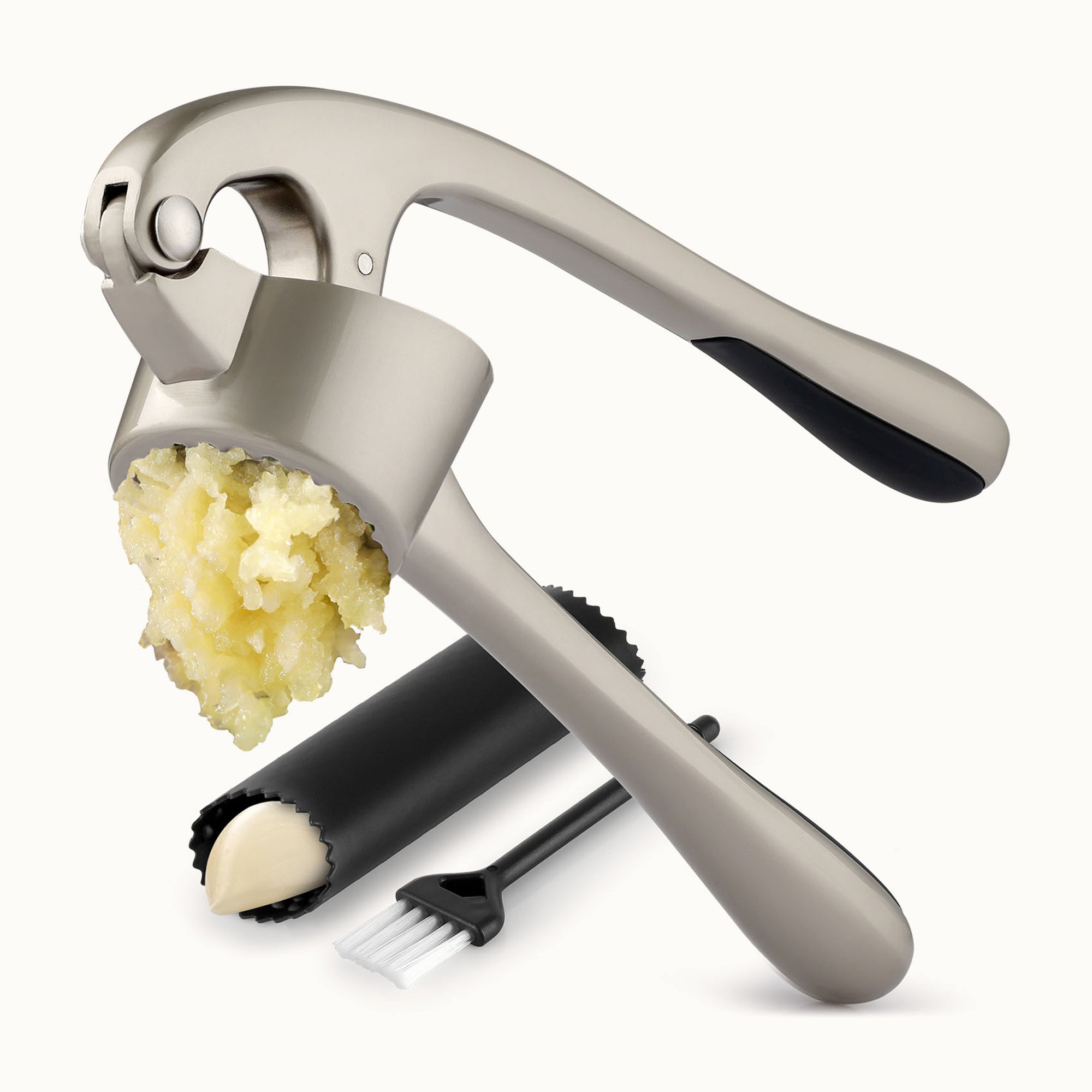 Large Garlic Press & Roller Set- Silver by Zulay Kitchen