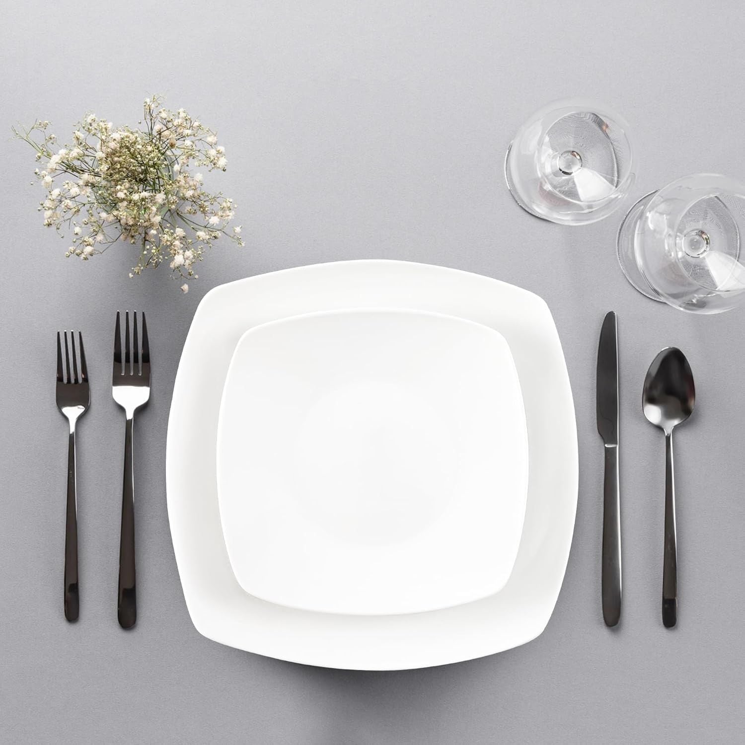 Classy Porcelain Square Dinnerware Set by Zulay Kitchen