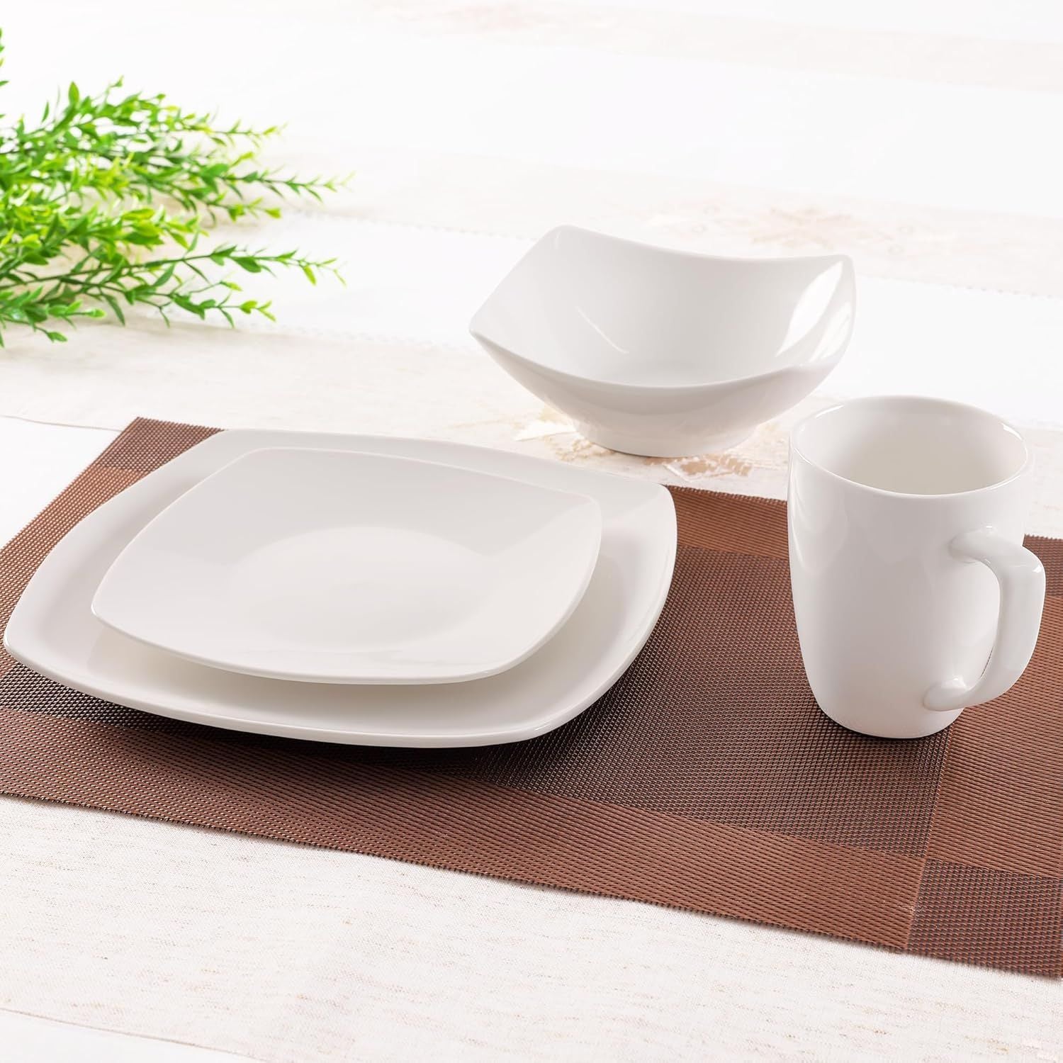 Premium Quality Porcelain Square Dinnerware Set by Zulay Kitchen
