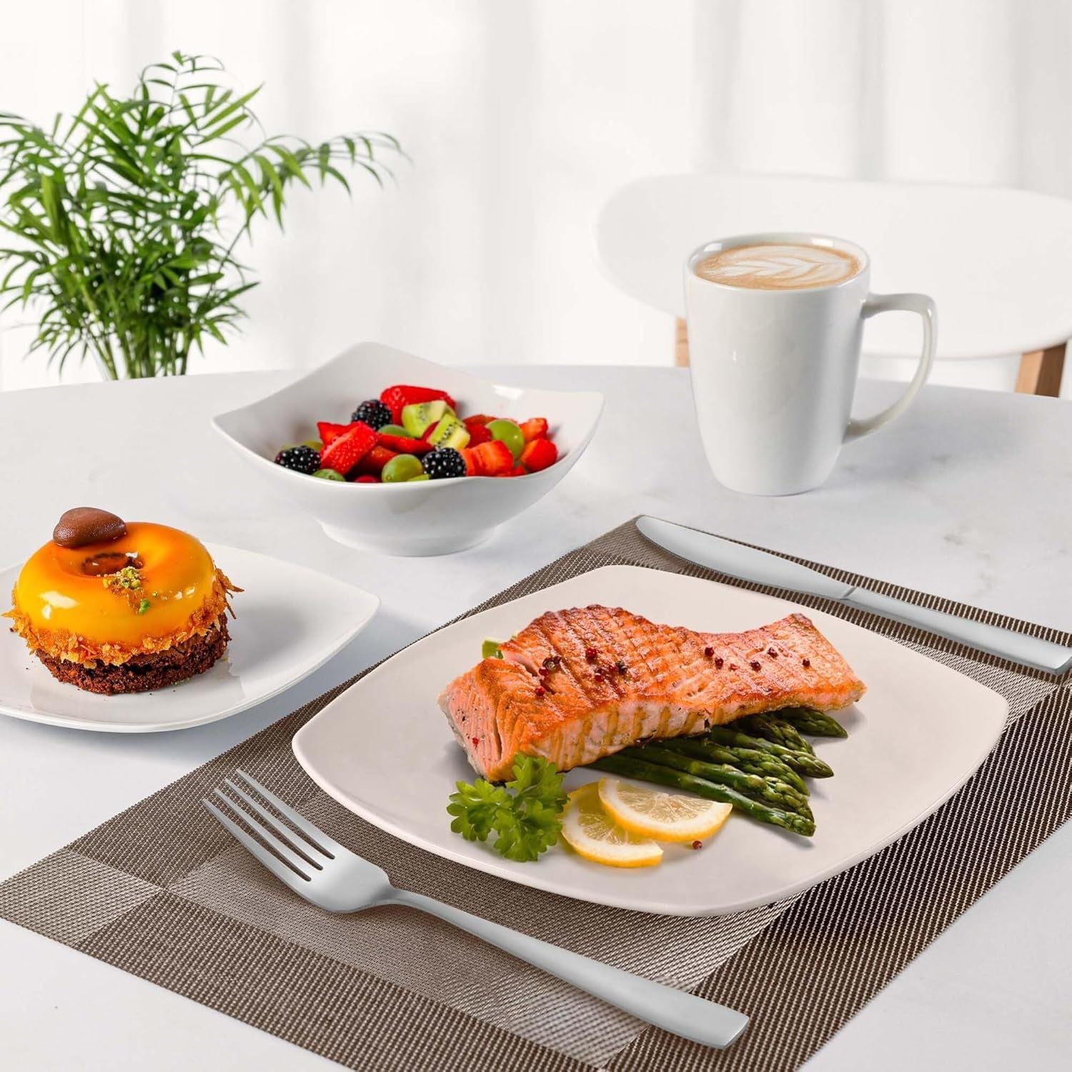 Durable Porcelain Square Dinnerware Set by Zulay Kitchen