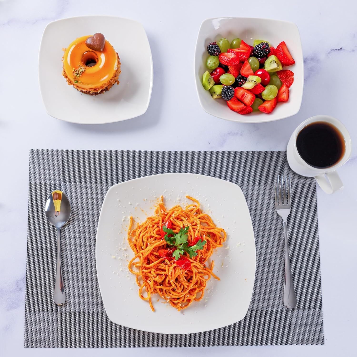 Stylish Porcelain Square Dinnerware Set by Zulay Kitchen