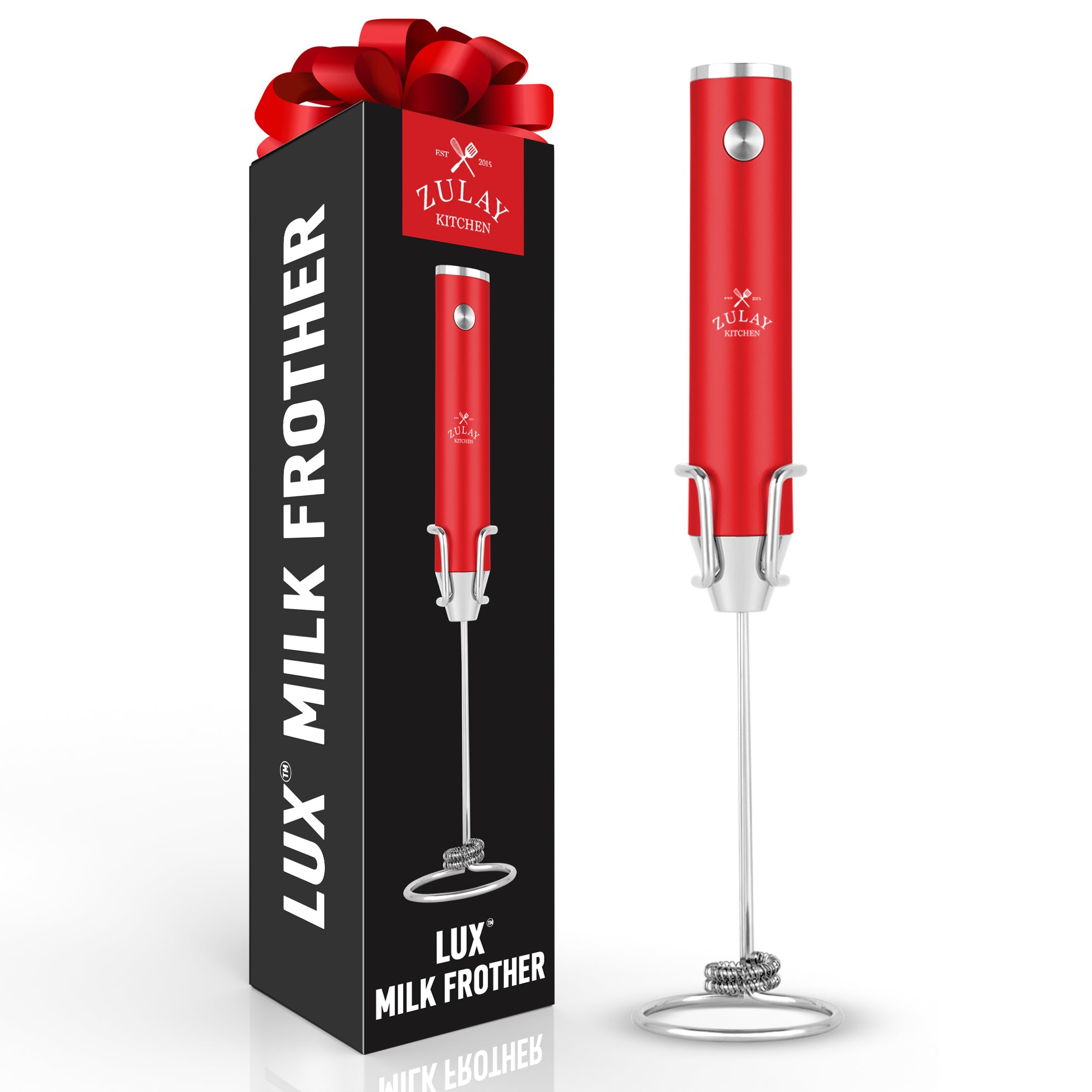 rechargeable milk frother - red by Zulay Kitchen