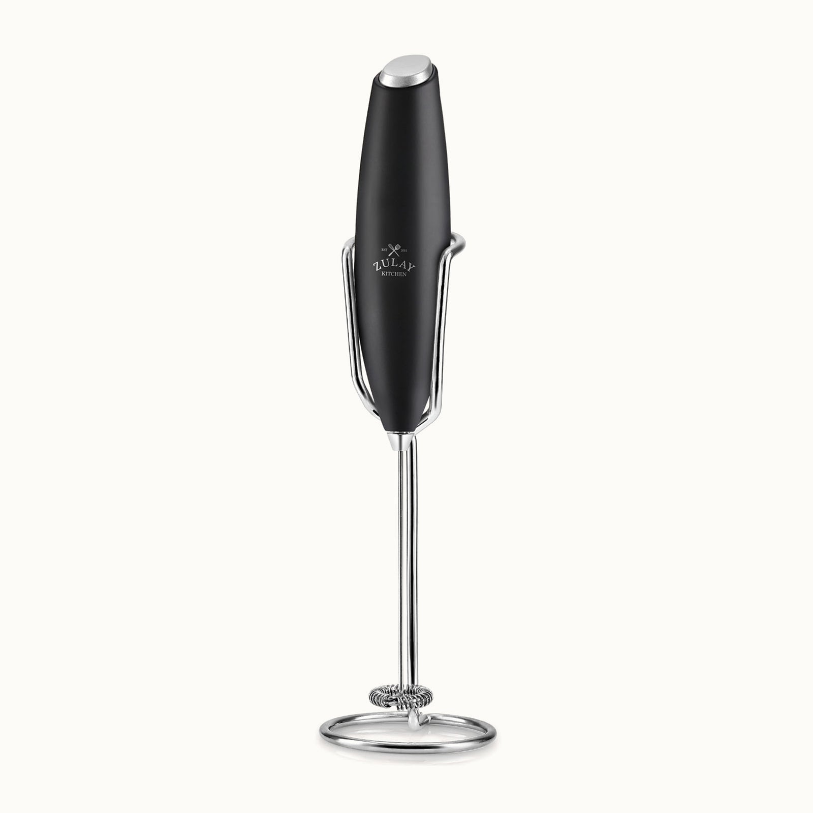 A black milk frother by Zulay Kitchen