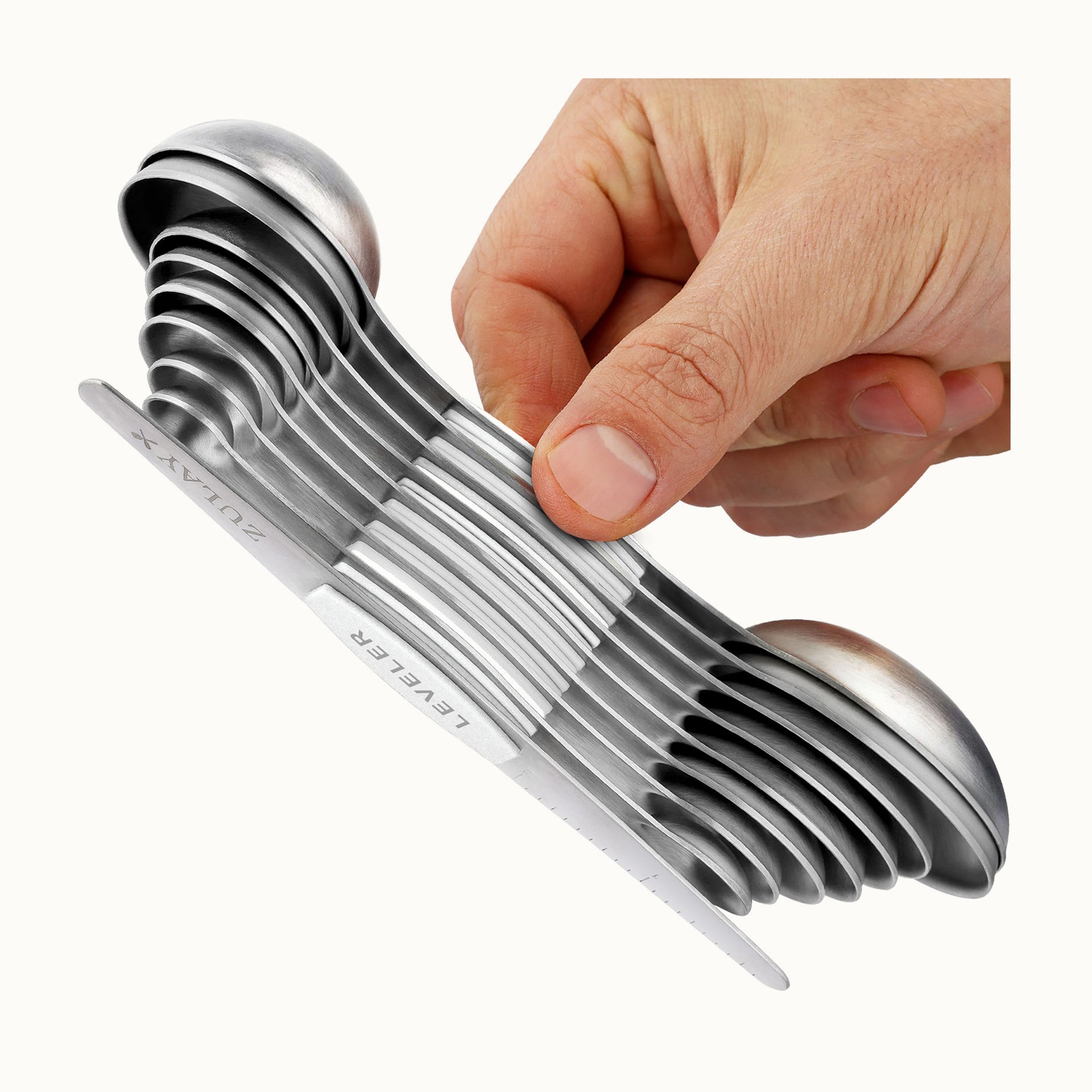 Magnetic Dual-Sided Measuring Spoons Set - Set of 8 White by Zulay Kitchen