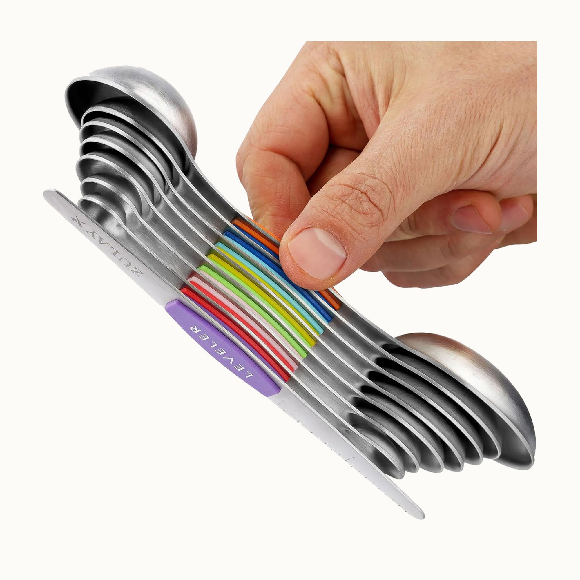 Magnetic Measuring Spoons with Leveler-8pc Multicolor by Zulay Kitchen