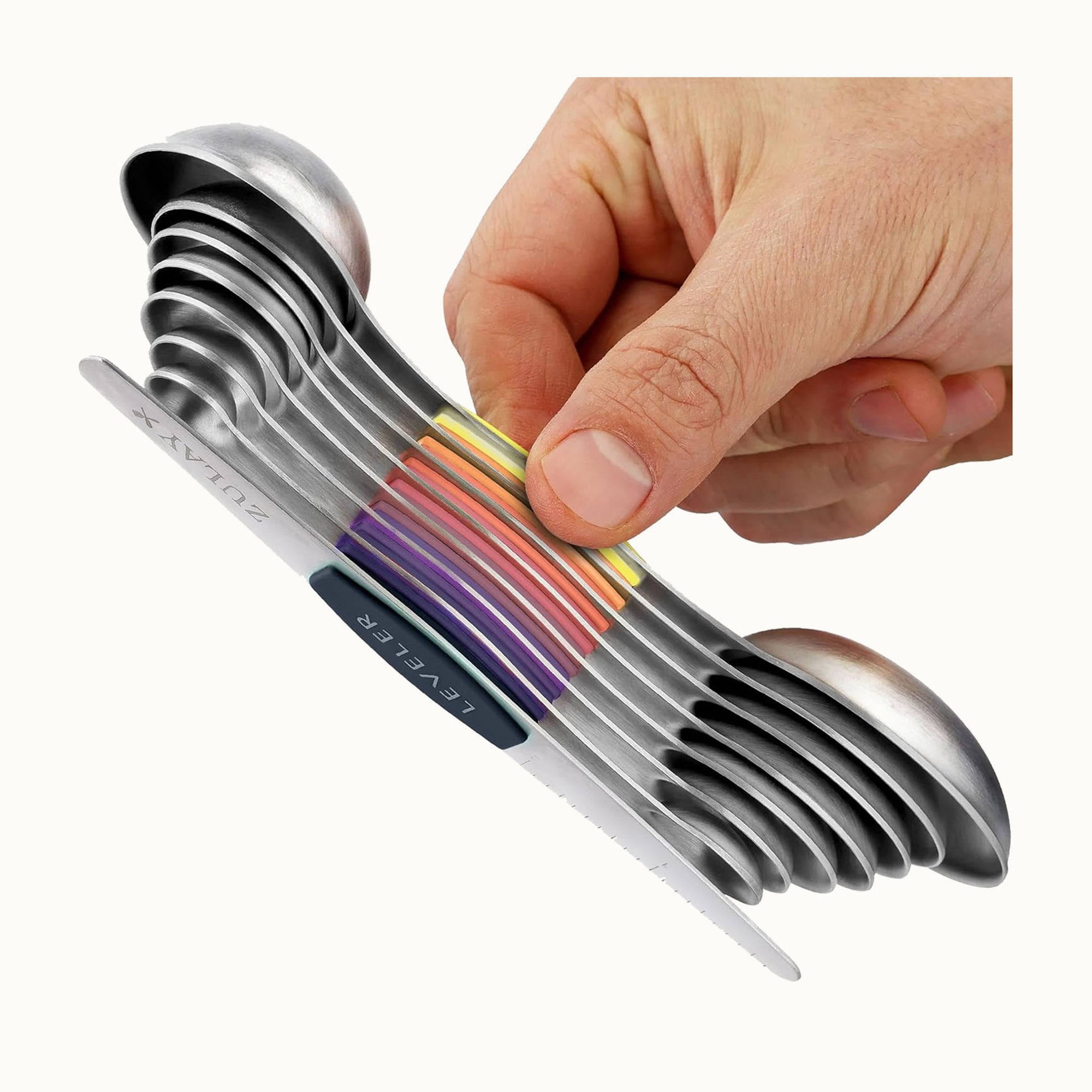 Magnetic Measuring Spoons with Leveler-8pc Sunset by Zulay Kitchen