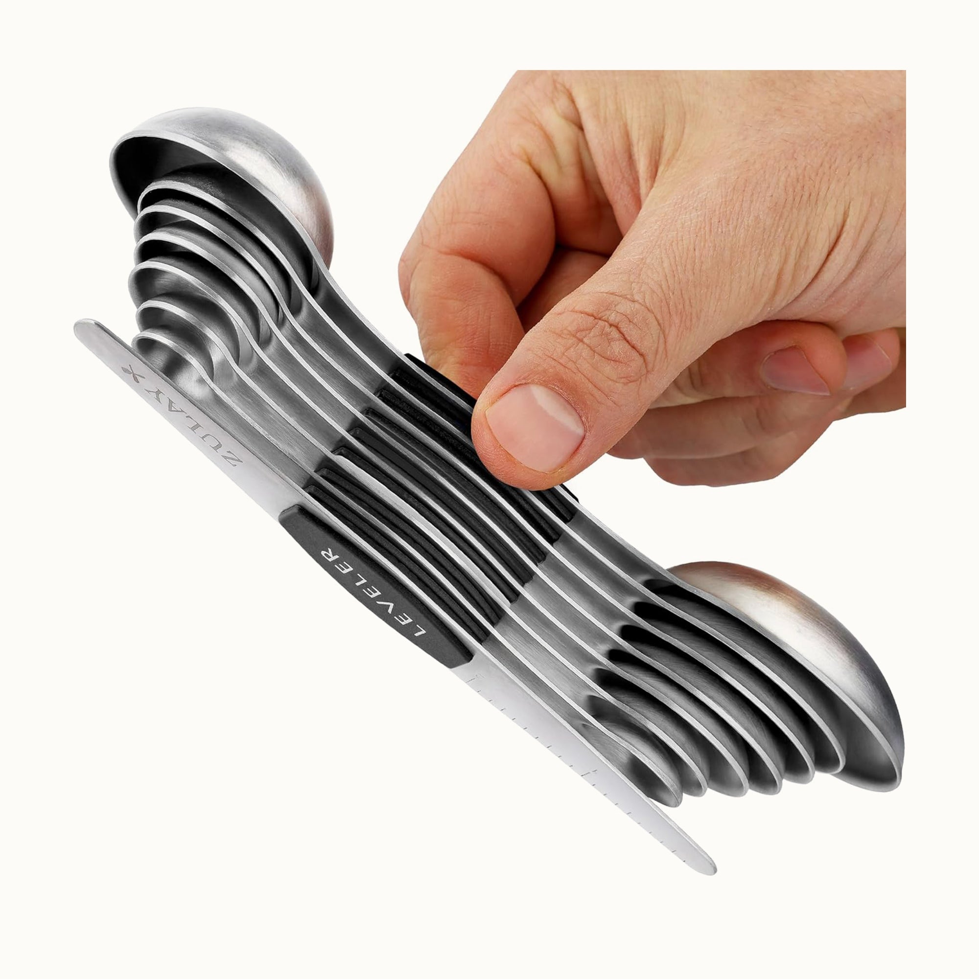 Magnetic Measuring Spoons - Set of 8 - Black by Zulay Kitchen