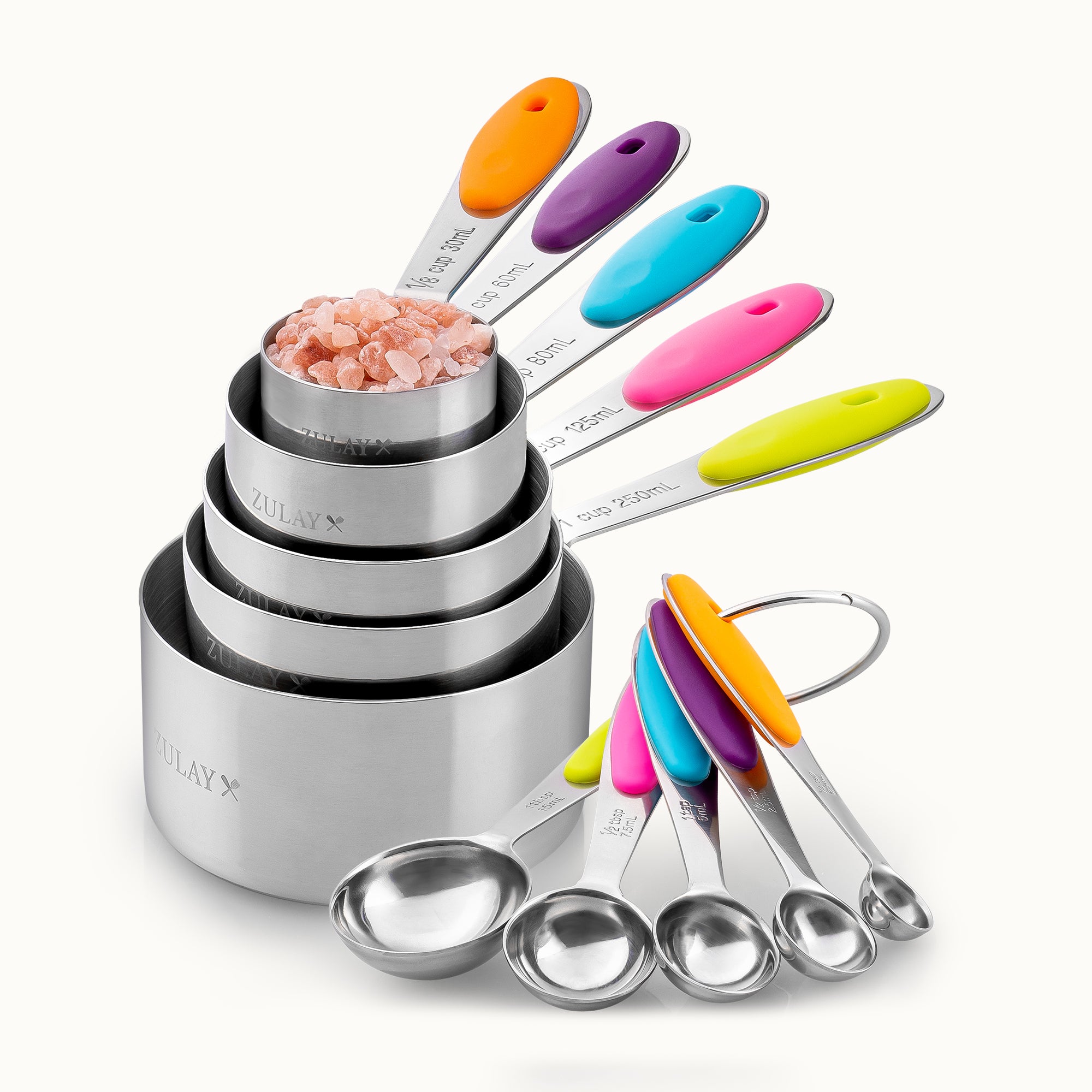 Measuring Cups and Spoons (Multicolored) - Set of 10 by Zulay Kitchen