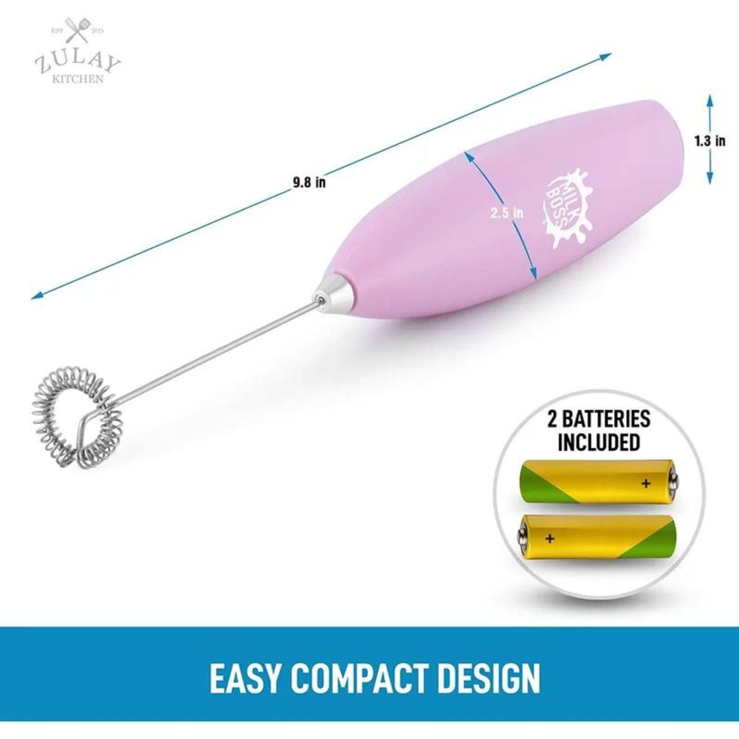 Easy Compact Design Milk Boss with Batteries Included Milk Frother by Zulay Kitchen