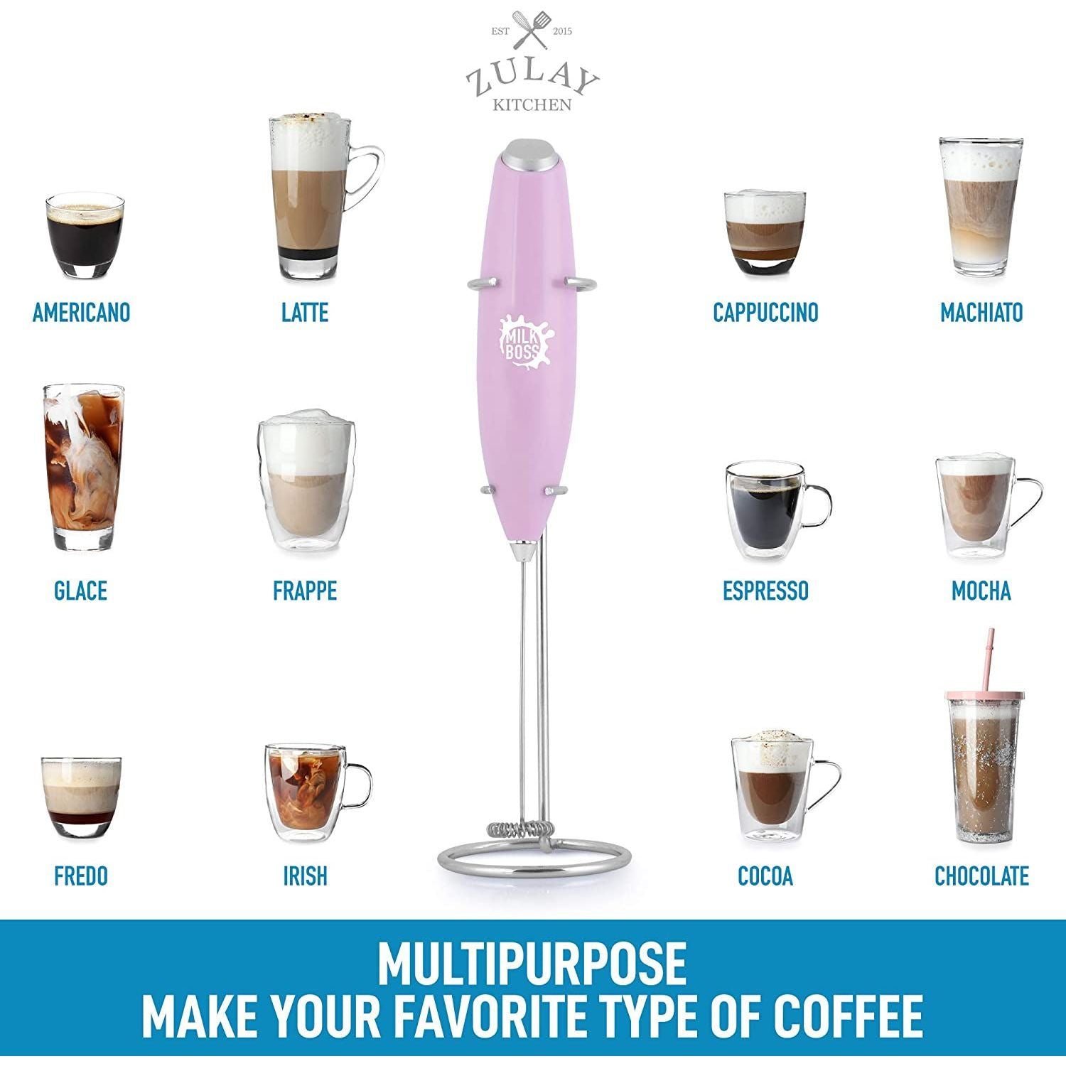 Multipurpose Milk Boss with Batteries Included Milk Frother by Zulay Kitchen