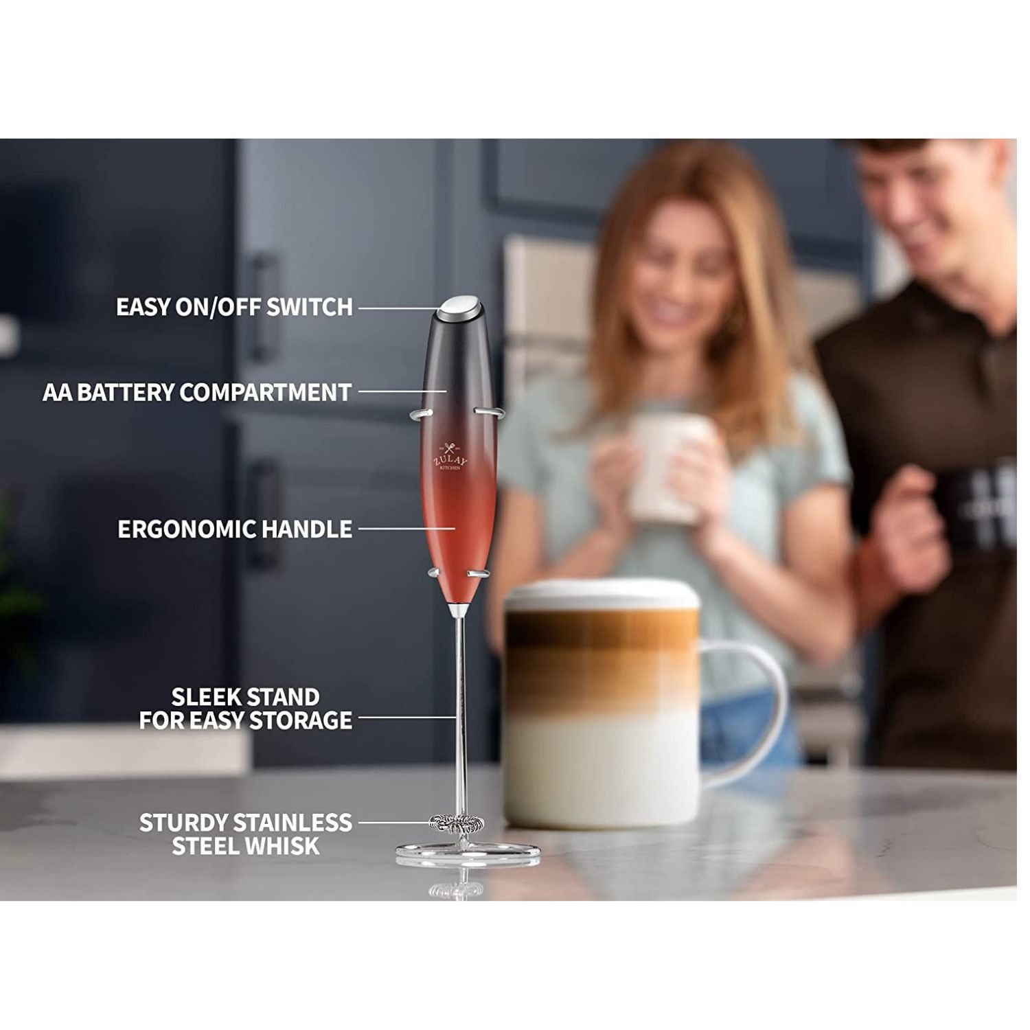 High Quality Milk Frother OG With Stand by Zulay Kitchen