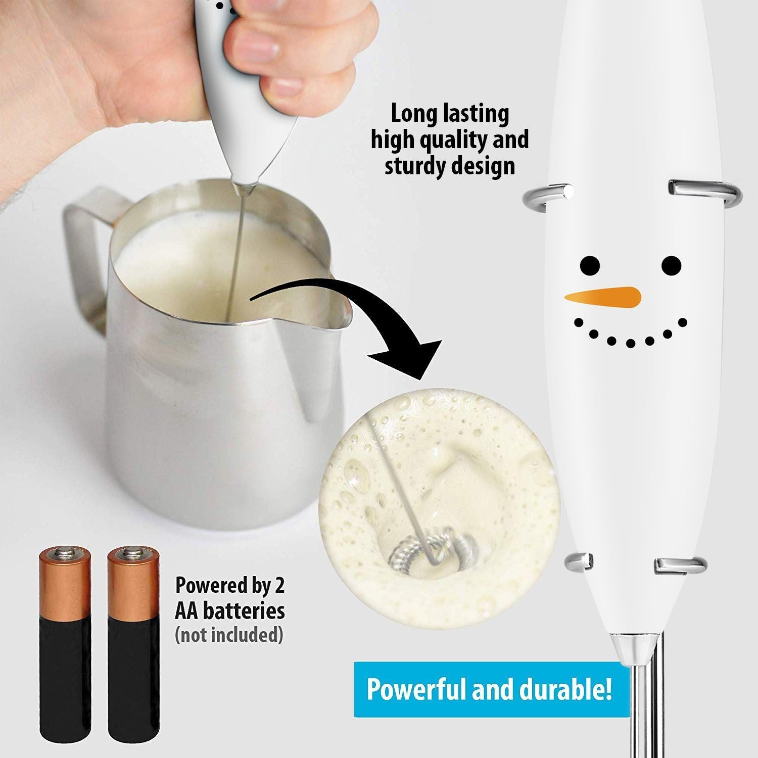 Powerful and Durable Christmas Edition Milk Frother by Zulay Kitchen