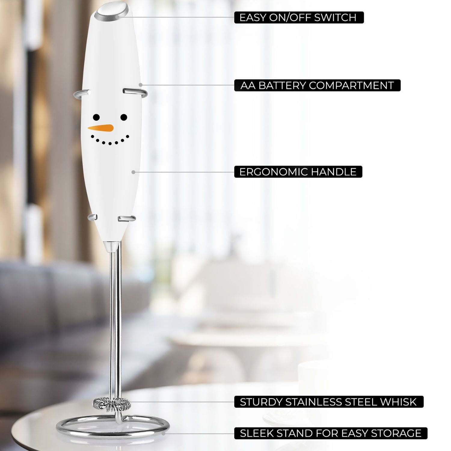 Christmas Edition Milk Frother with High Quality Stand by Zulay Kitchen