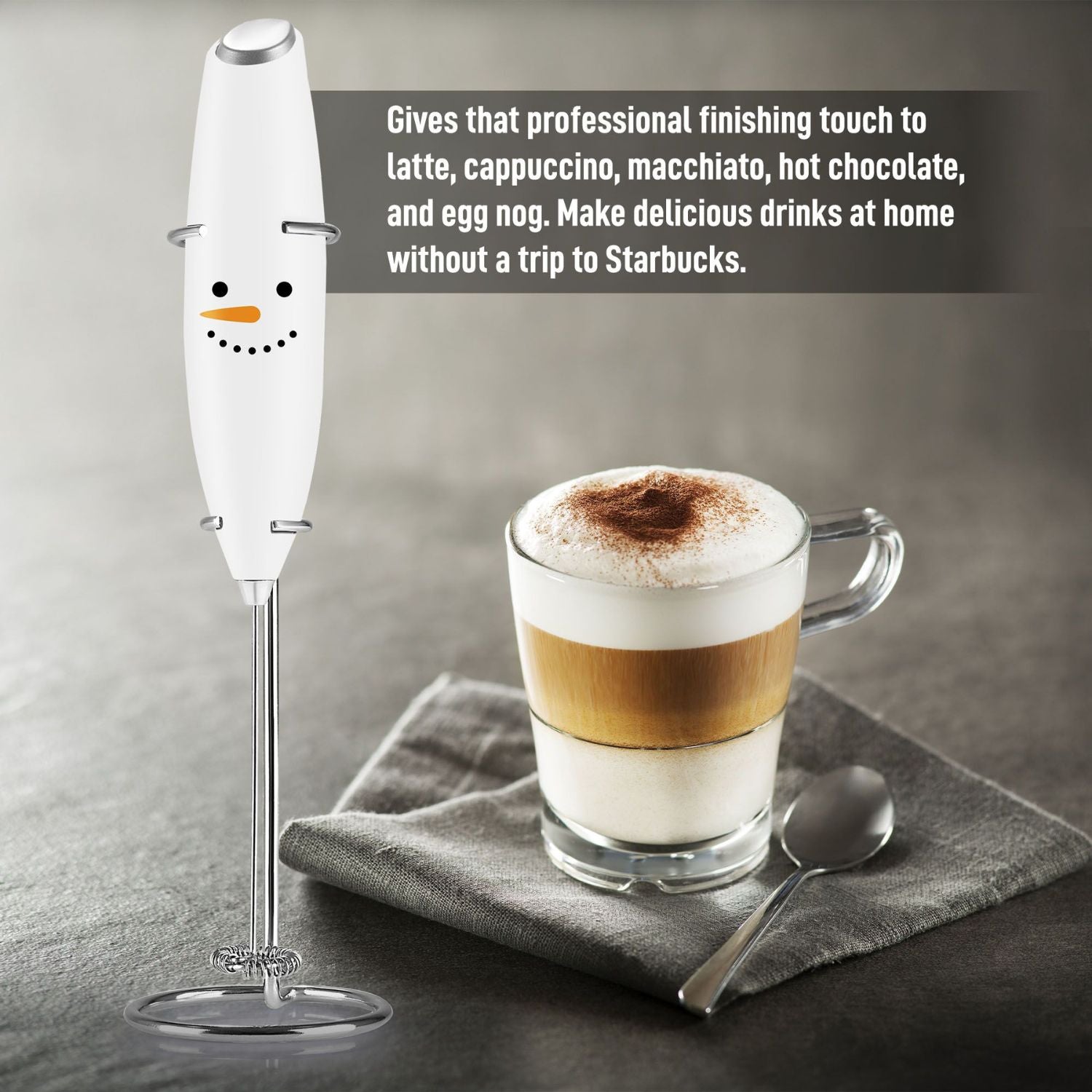 Ergonomic Design Christmas Edition Milk Frother by Zulay Kitchen