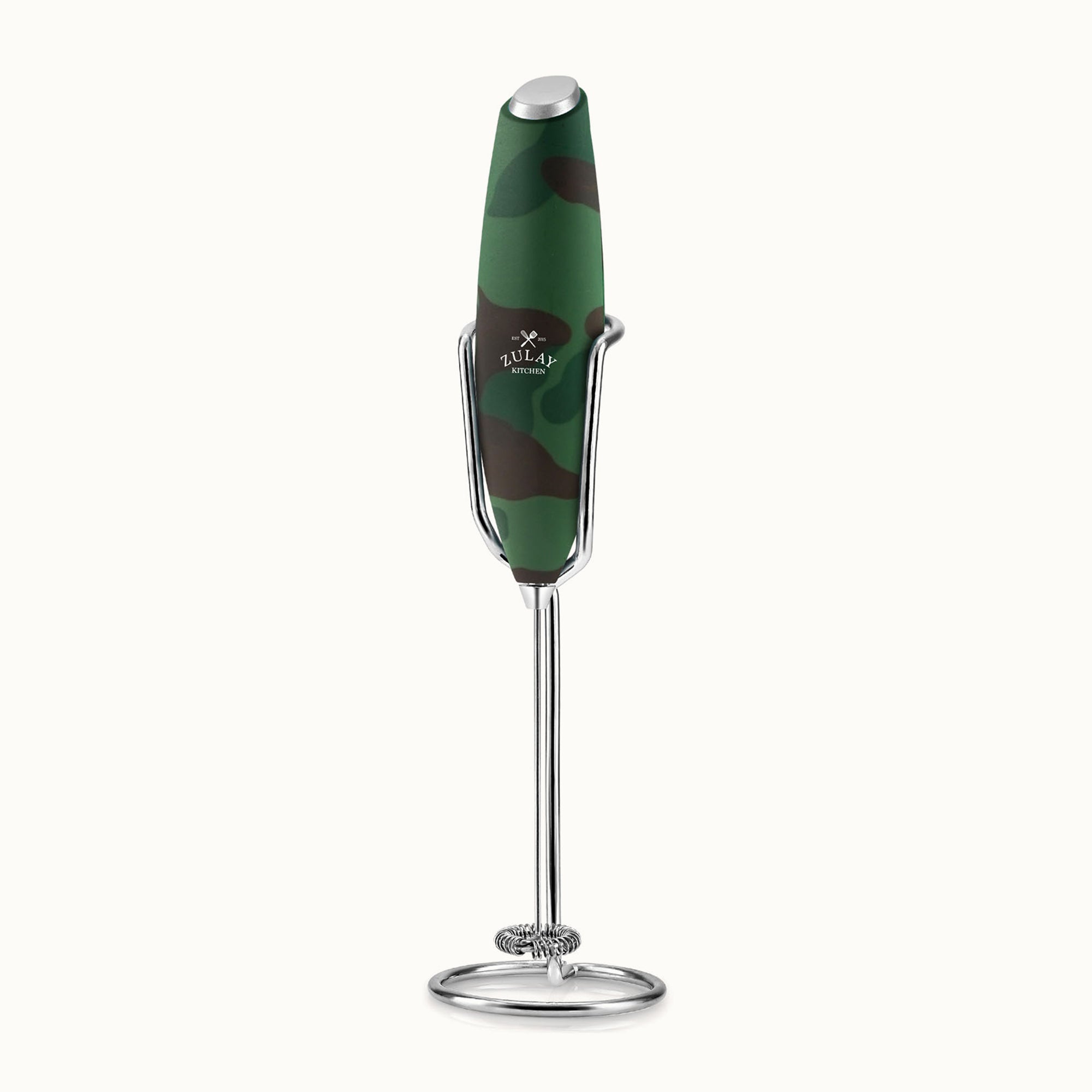 Milk Frother With Holster Stand-Green Camo by Zulay Kitchen