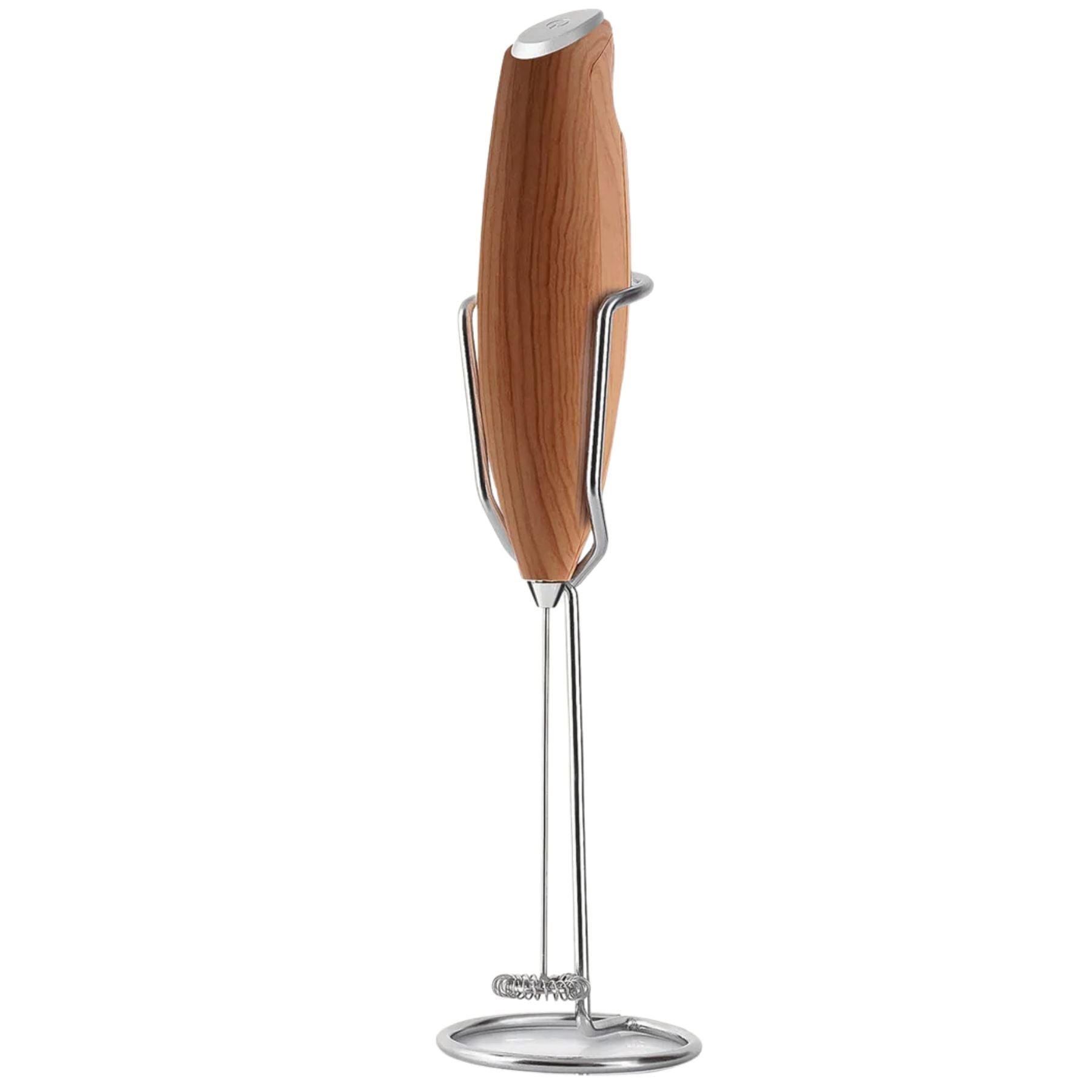 Milk Frother With Holster Stand - Marble Design - Oak by Zulay Kitchen