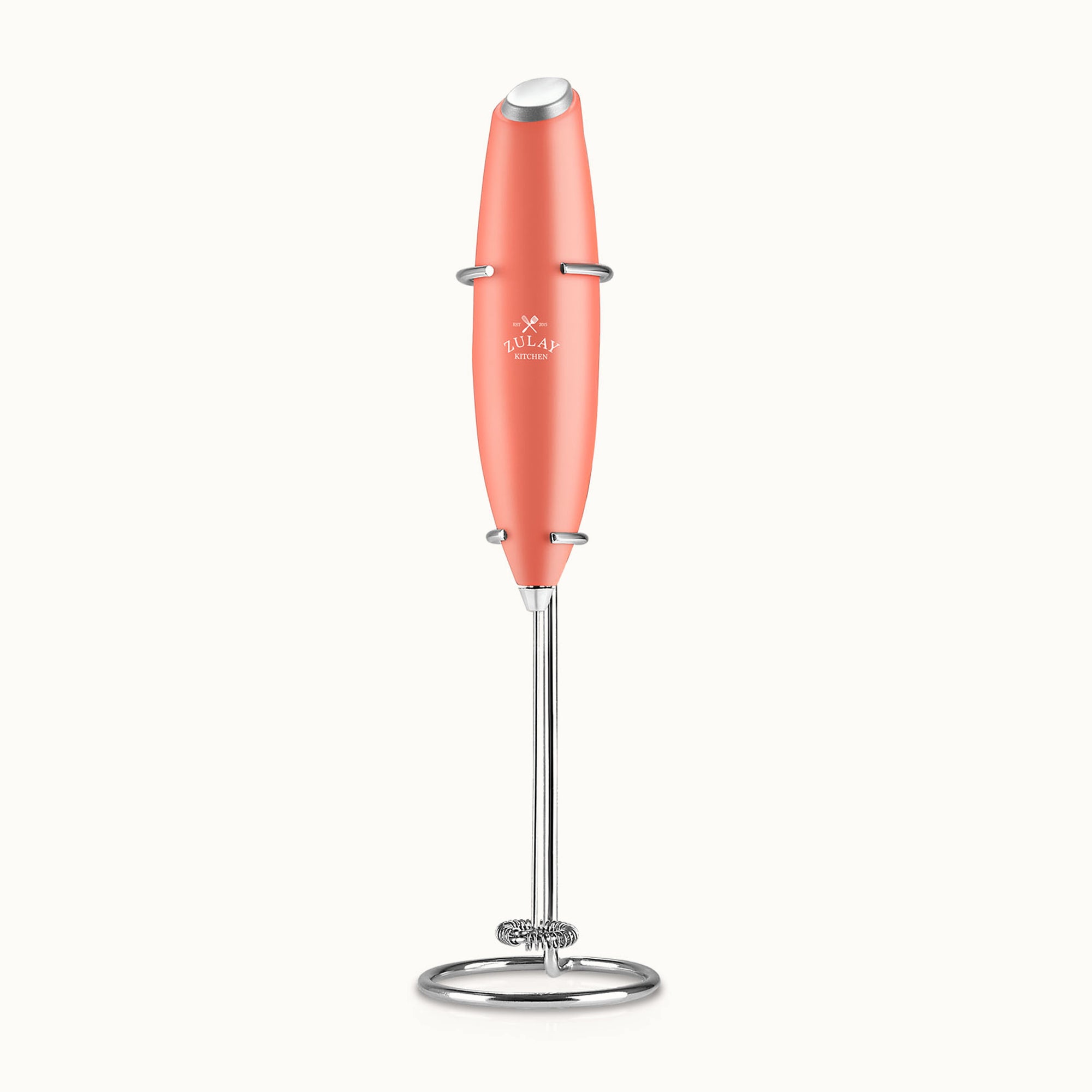 Milk Frother With Stand - Deluxe Orange by Zulay Kitchen