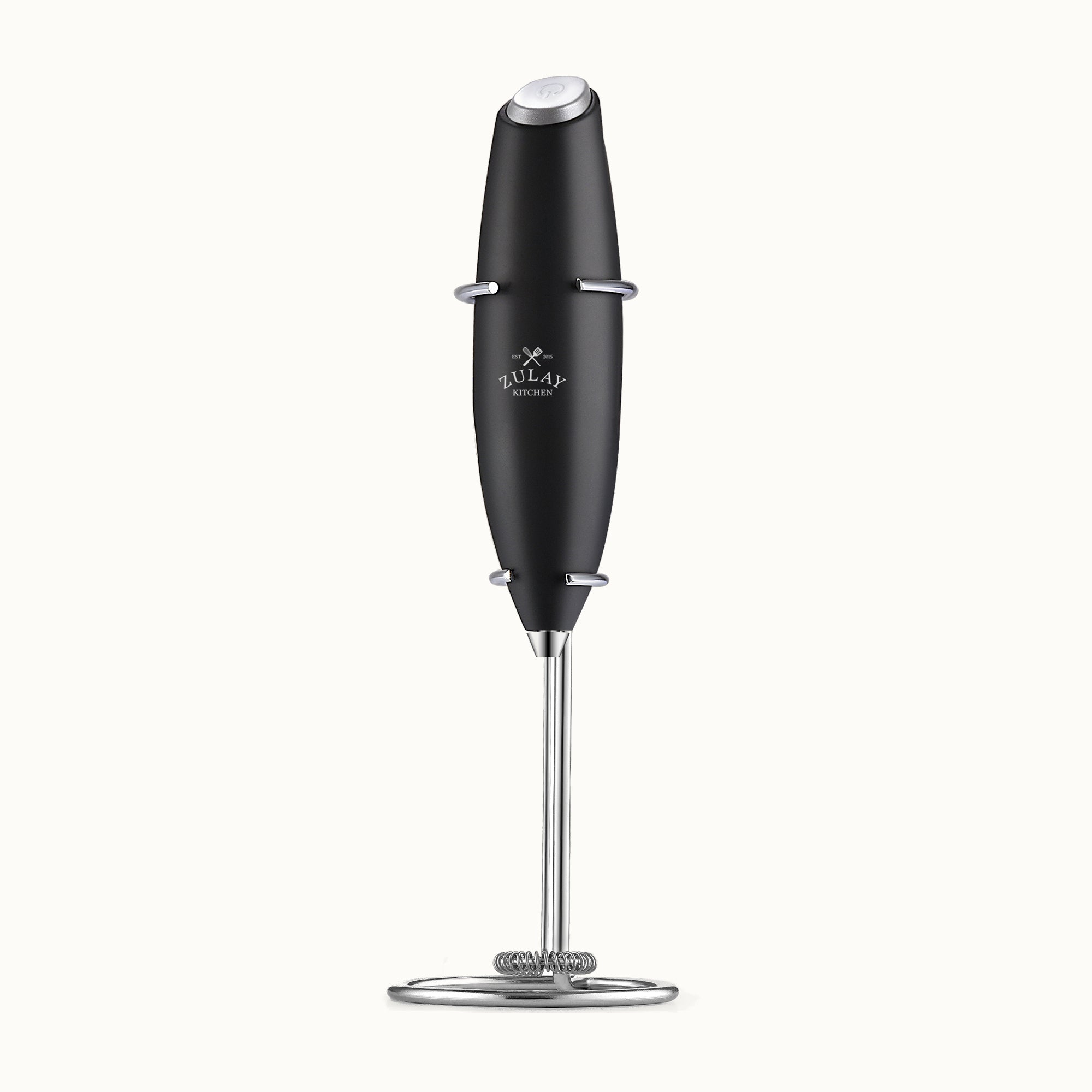 Milk Frother With Stand - Metallic Black by Zulay Kitchen
