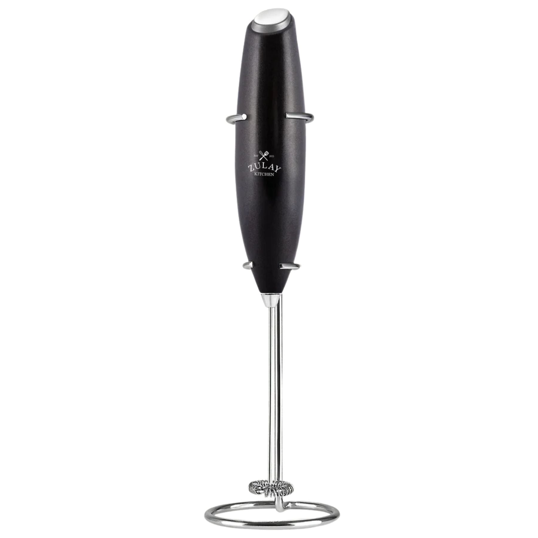Milk Frother With Stand - Metallic Black by Zulay Kitchen