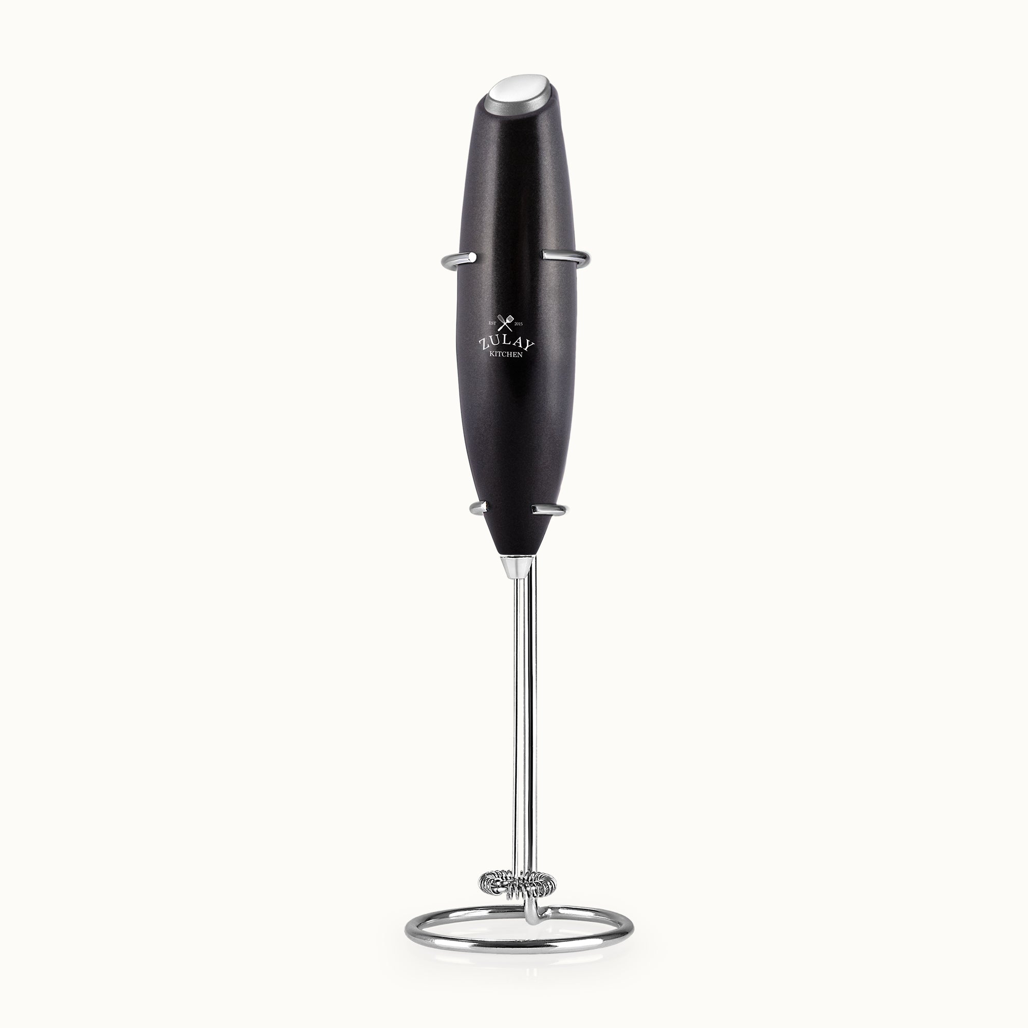 Milk Frother With Stand - Metallic Black by Zulay Kitchen