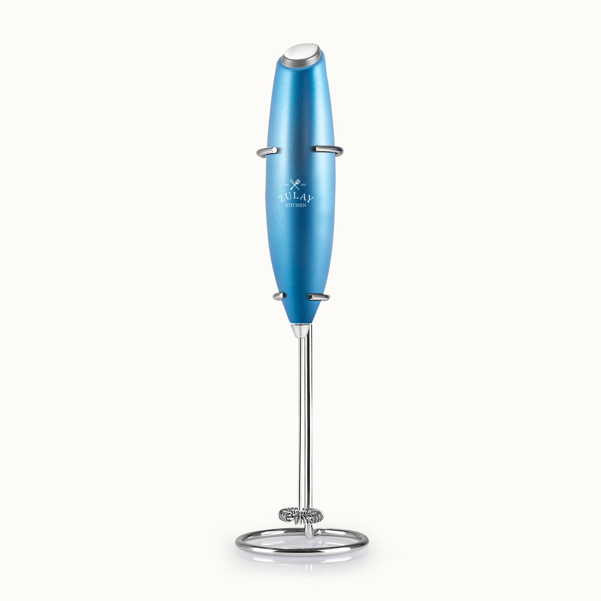 Milk Frother With Stand - Metallic Ice Blue by Zulay Kitchen