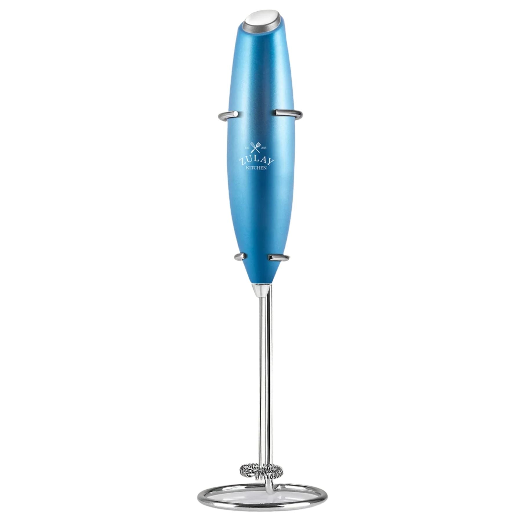 Milk Frother With Stand - Metallic Blue by Zulay Kitchen
