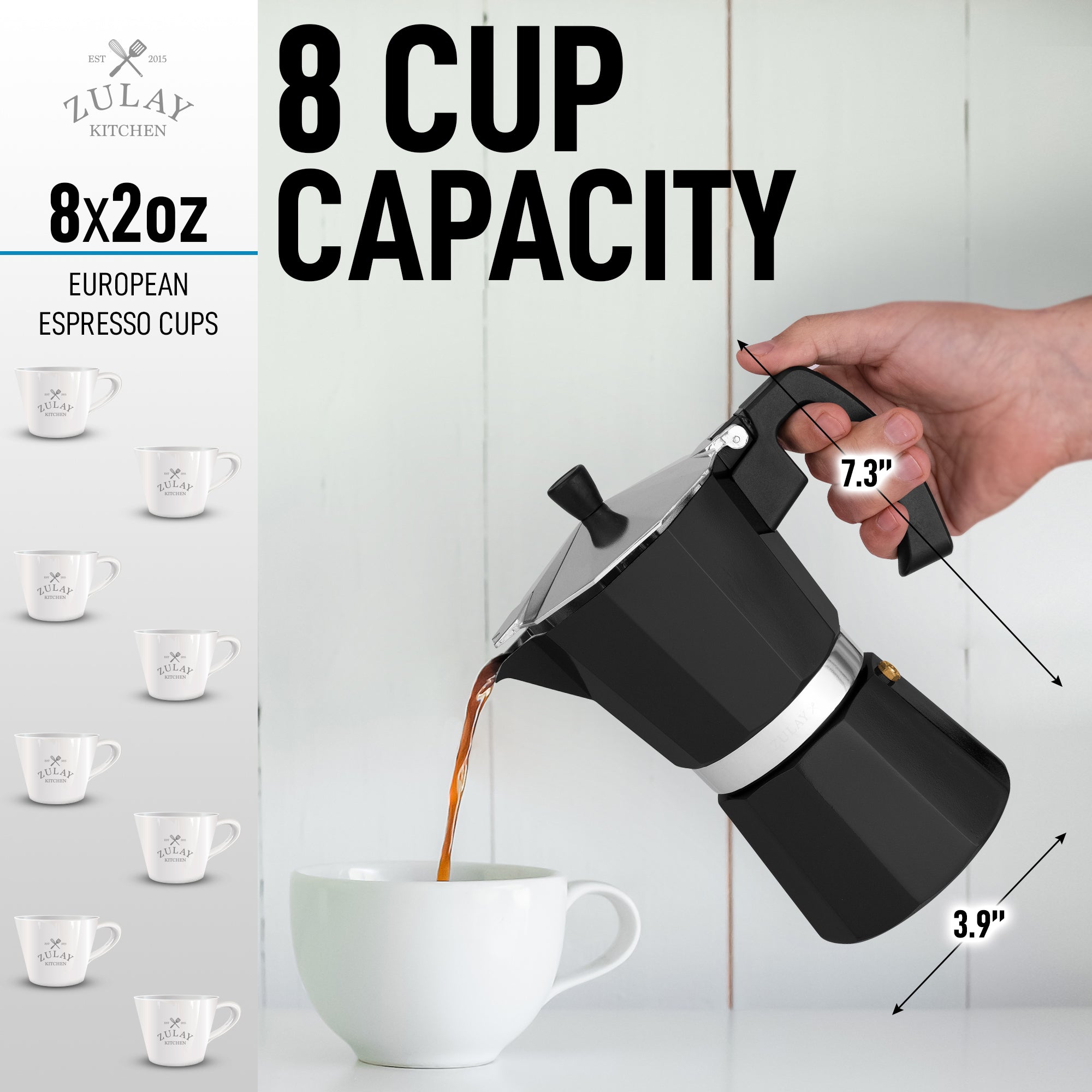 Zulay Kitchen Traditional Espresso Maker-8 Cup Capacity