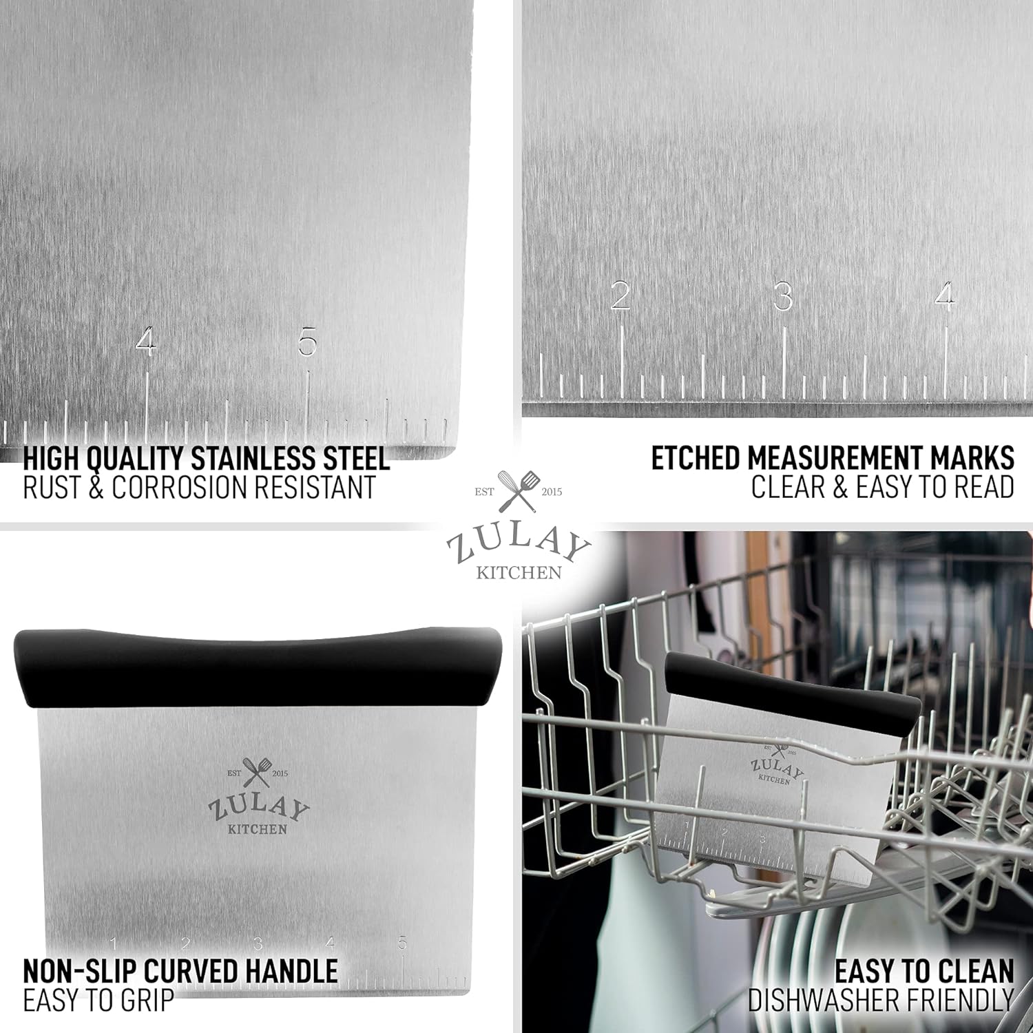 Durable and High Quality Multi-Purpose Bench Scraper & Chopper by Zulay Kitchen