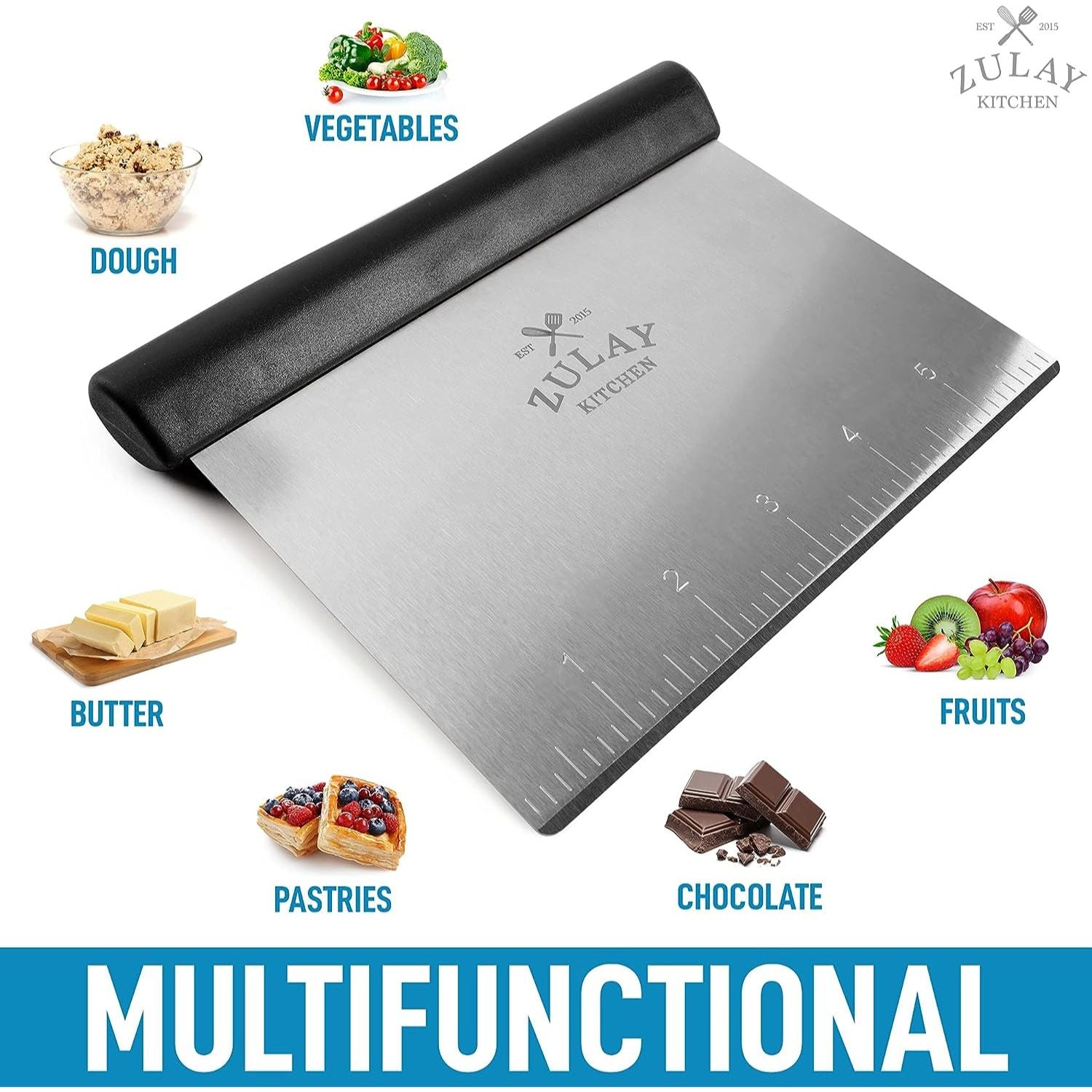 Multi-Purpose Tool Bench Scraper & Chopper by Zulay Kitchen