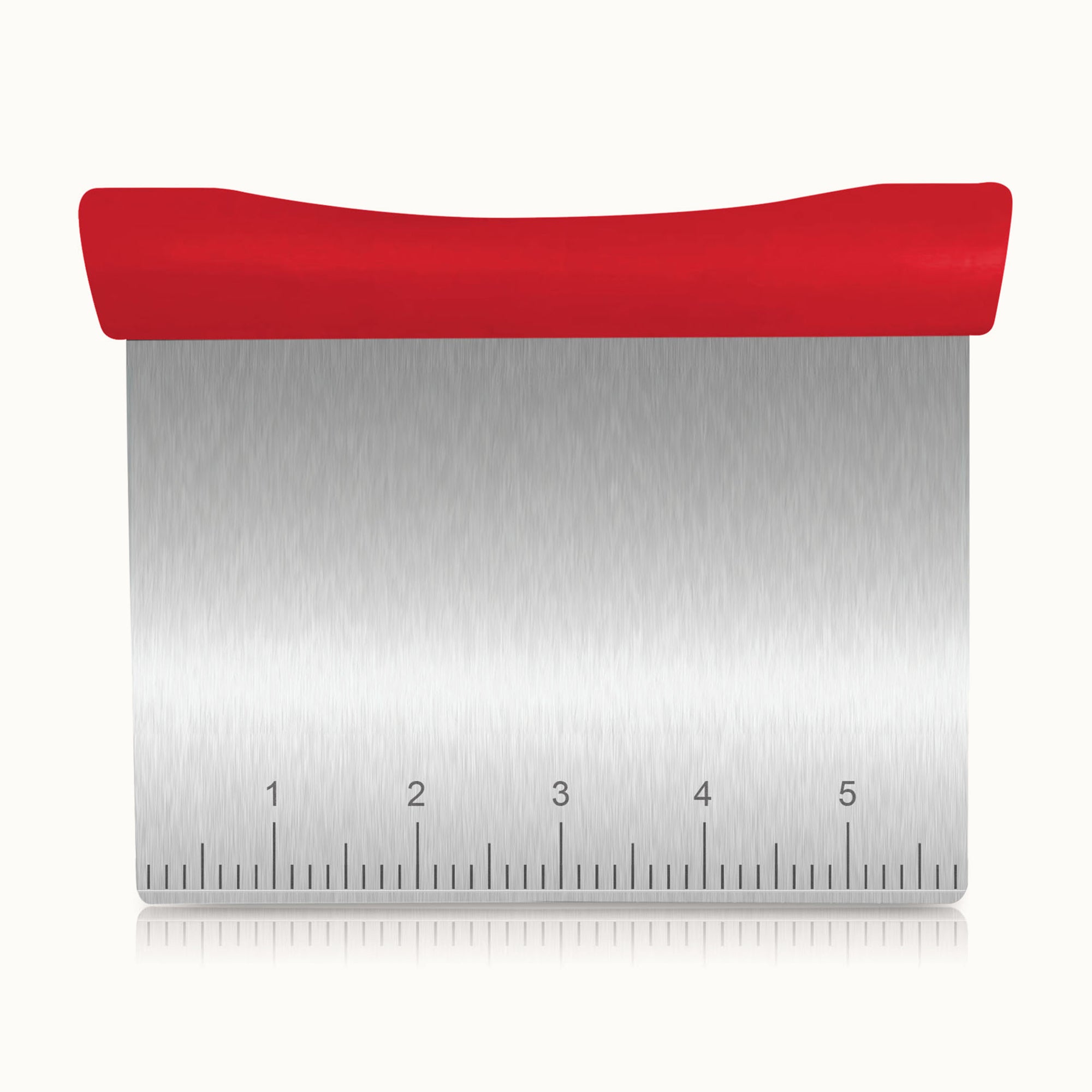 Multi-purpose Bench Scraper & Chopper- Square Red Handle by Zulay Kitchen