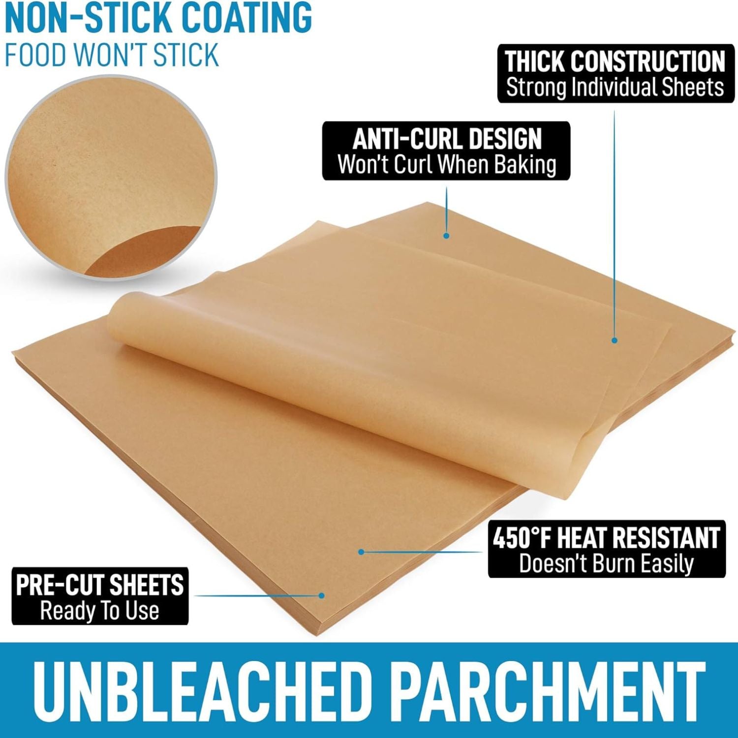 Unbleached Parchment Paper Sheets by Zulay Kitchen