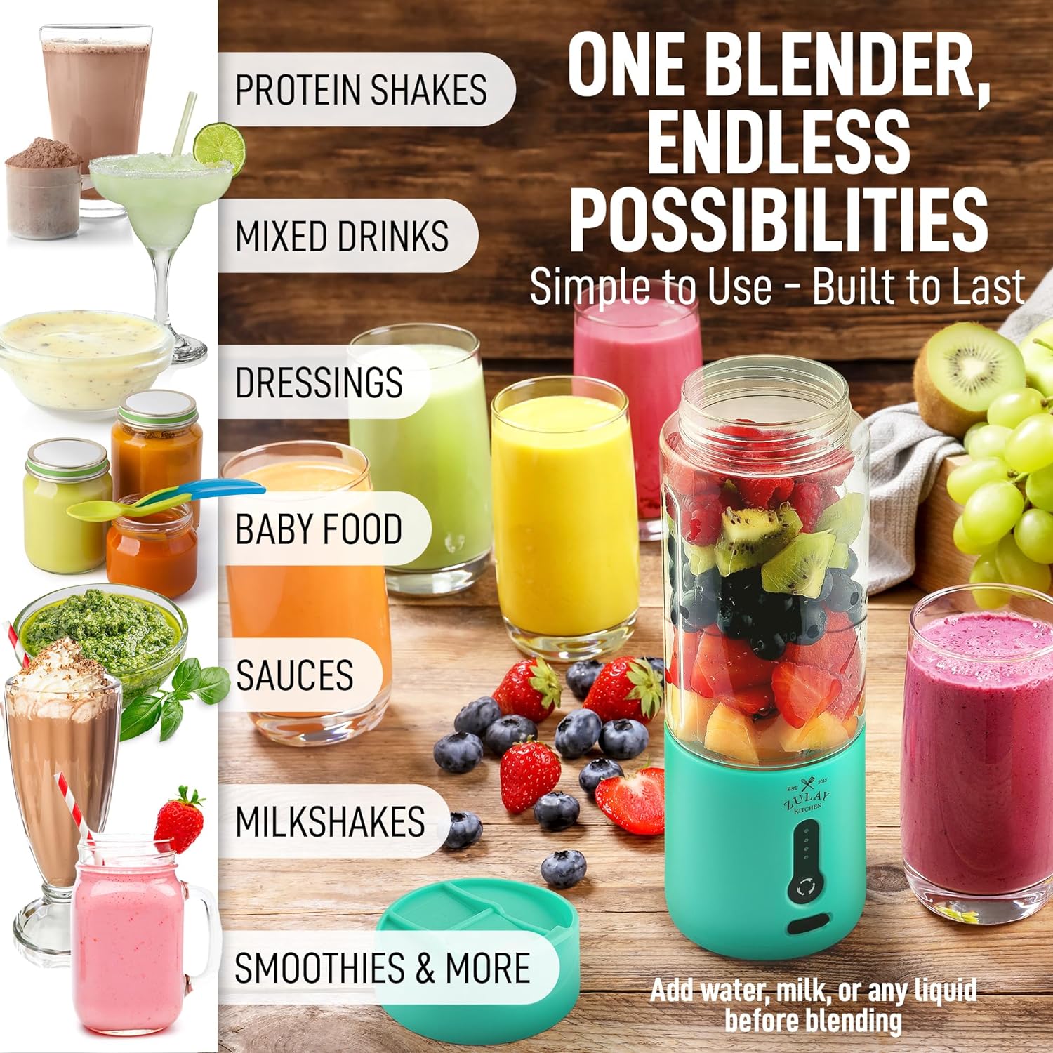 Simple to Use Rechargeable Portable Blender by Zulay Kitchen