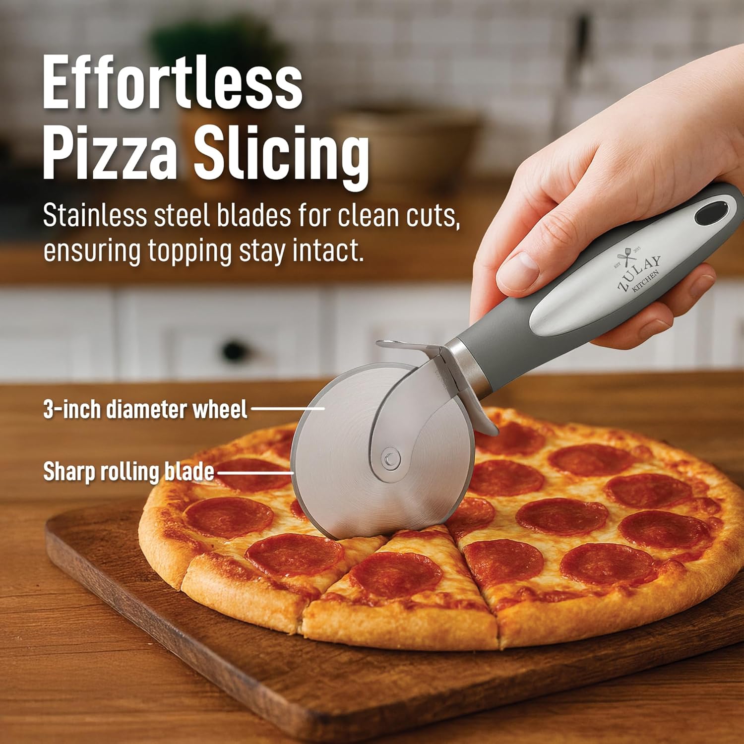 Ergonomic Design Pizza Slicer by Zulay Kitchen