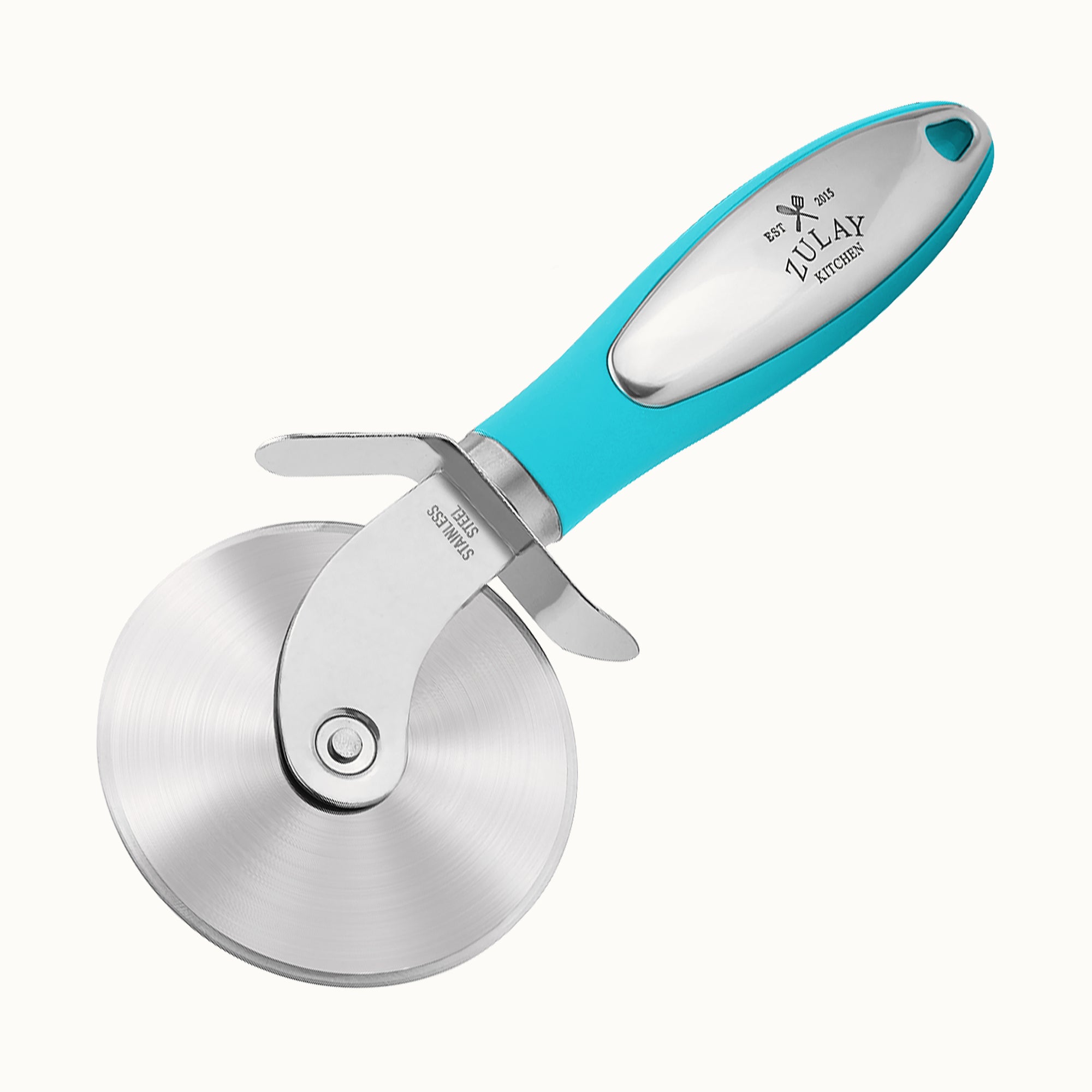 Pizza Cutter Wheel With Non Slip Ergonomic Handle Bright Teal by Zulay Kitchen