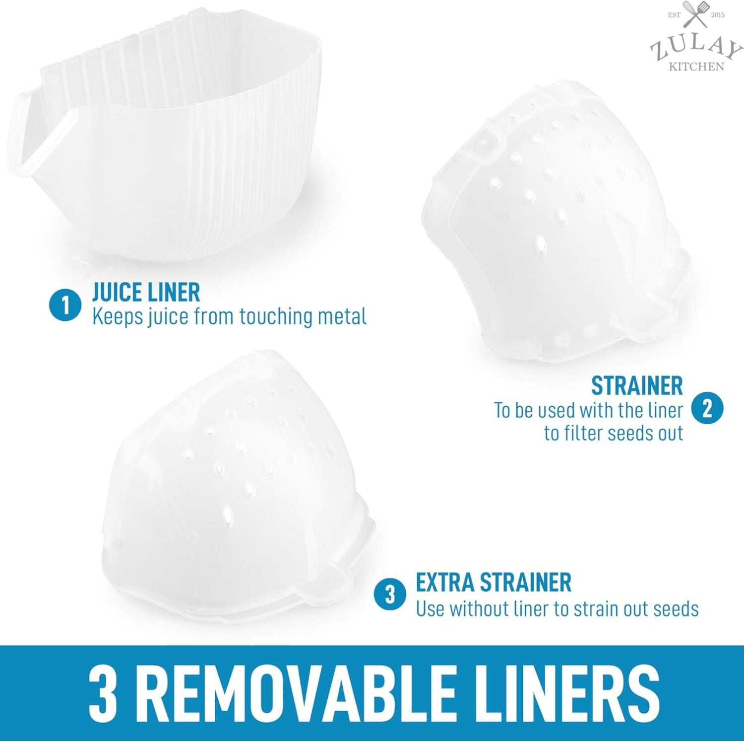 With 3 Removable Juice Liners by Zulay Kitchen