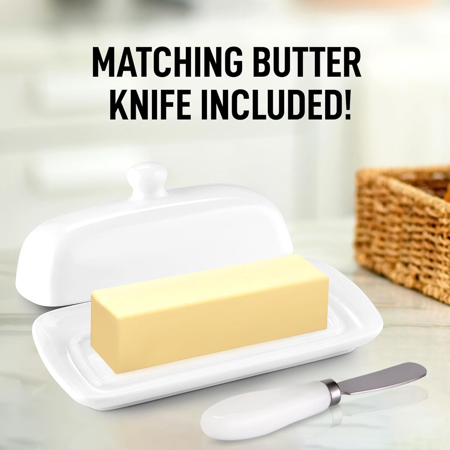Premium Quality Porcelain Butter Dish by Zulay Kitchen