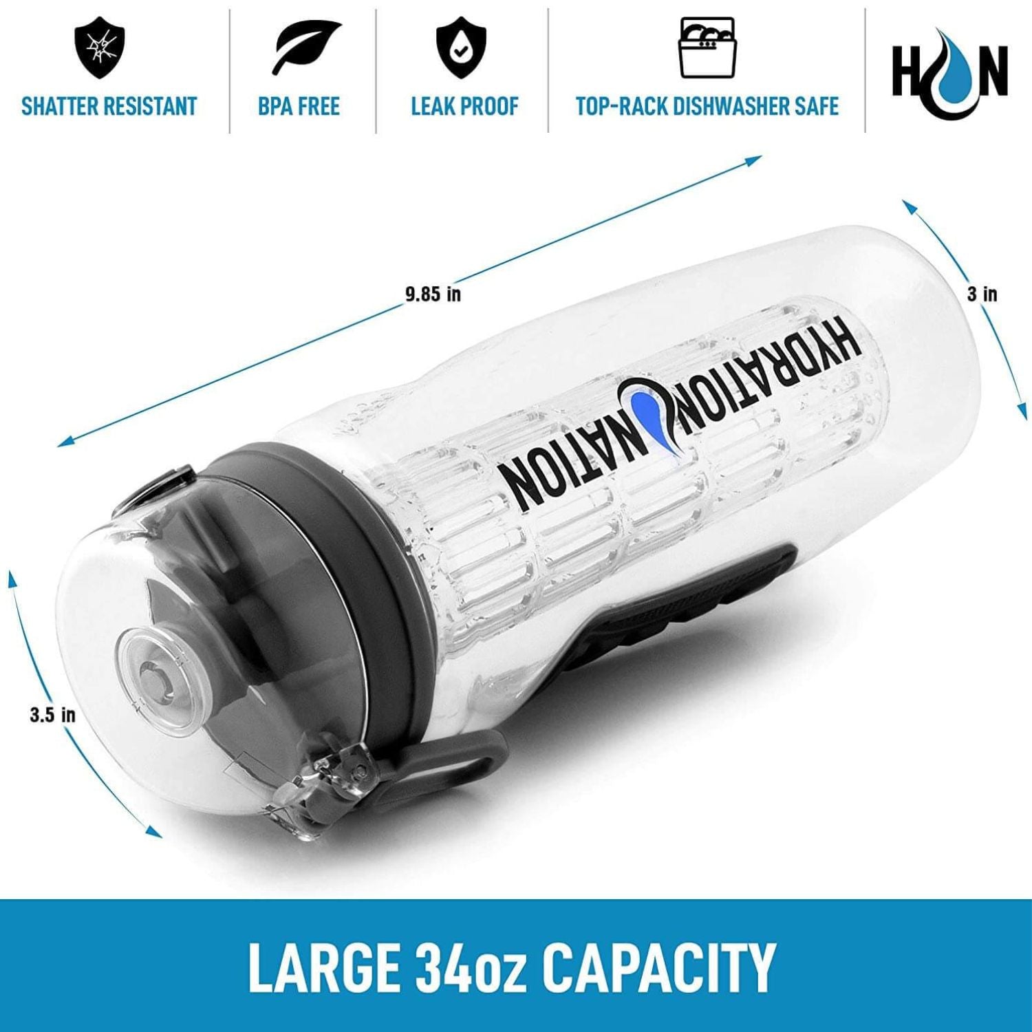 Large Capacity Portable Water Bottle with Fruit Infuser by Zulay Kitchen