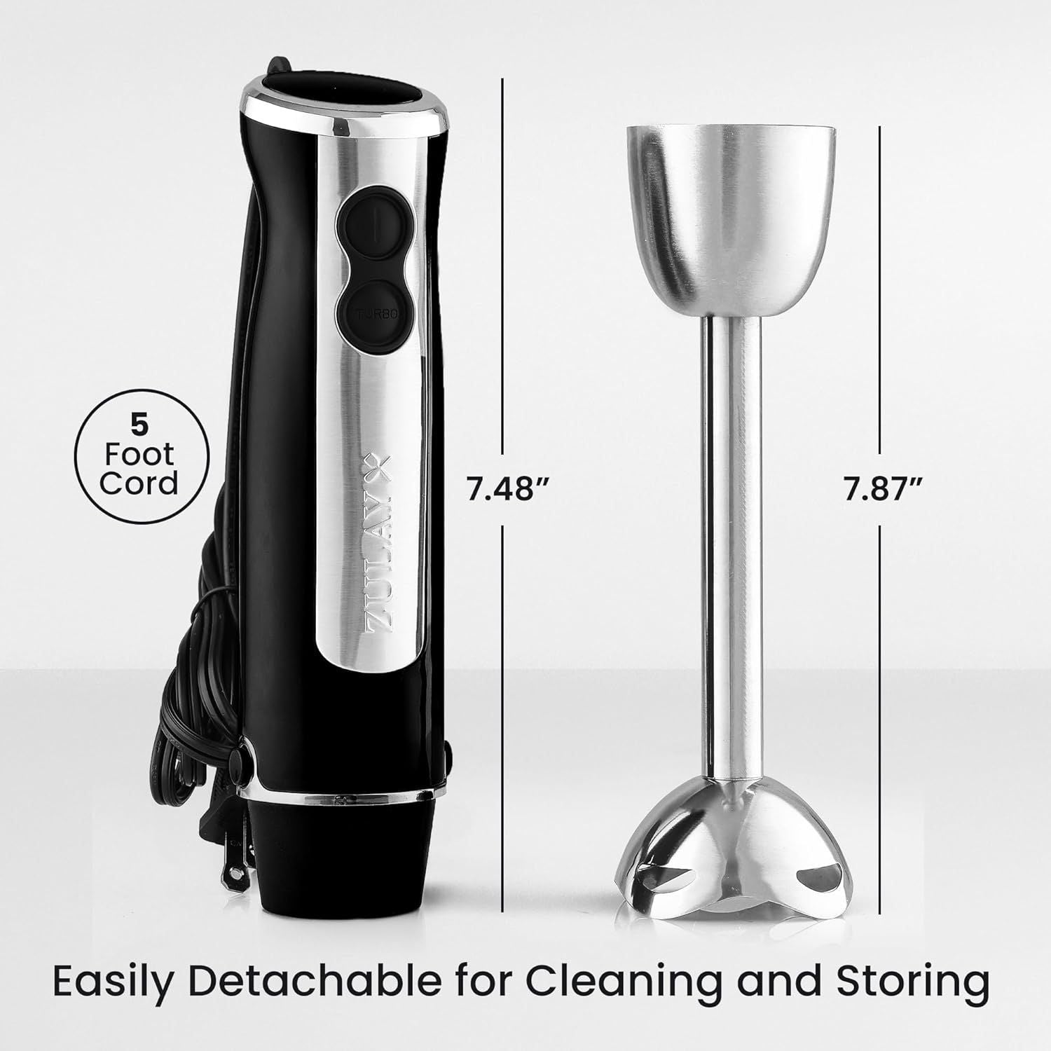 Easily Detachable for Cleaning and Storing Immersion Blender by Zulay Kitchen