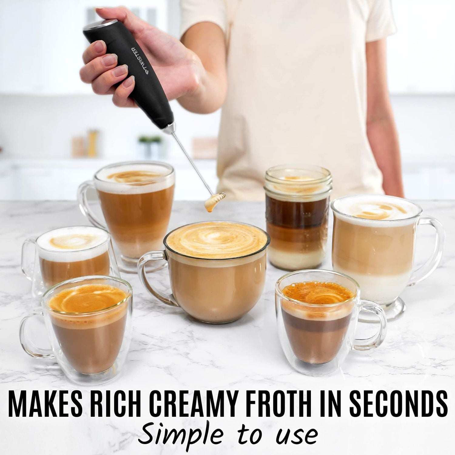 Makes Rich Creamy Froth in Seconds Powerful Twister Milk Frother by Zulay Kitchen